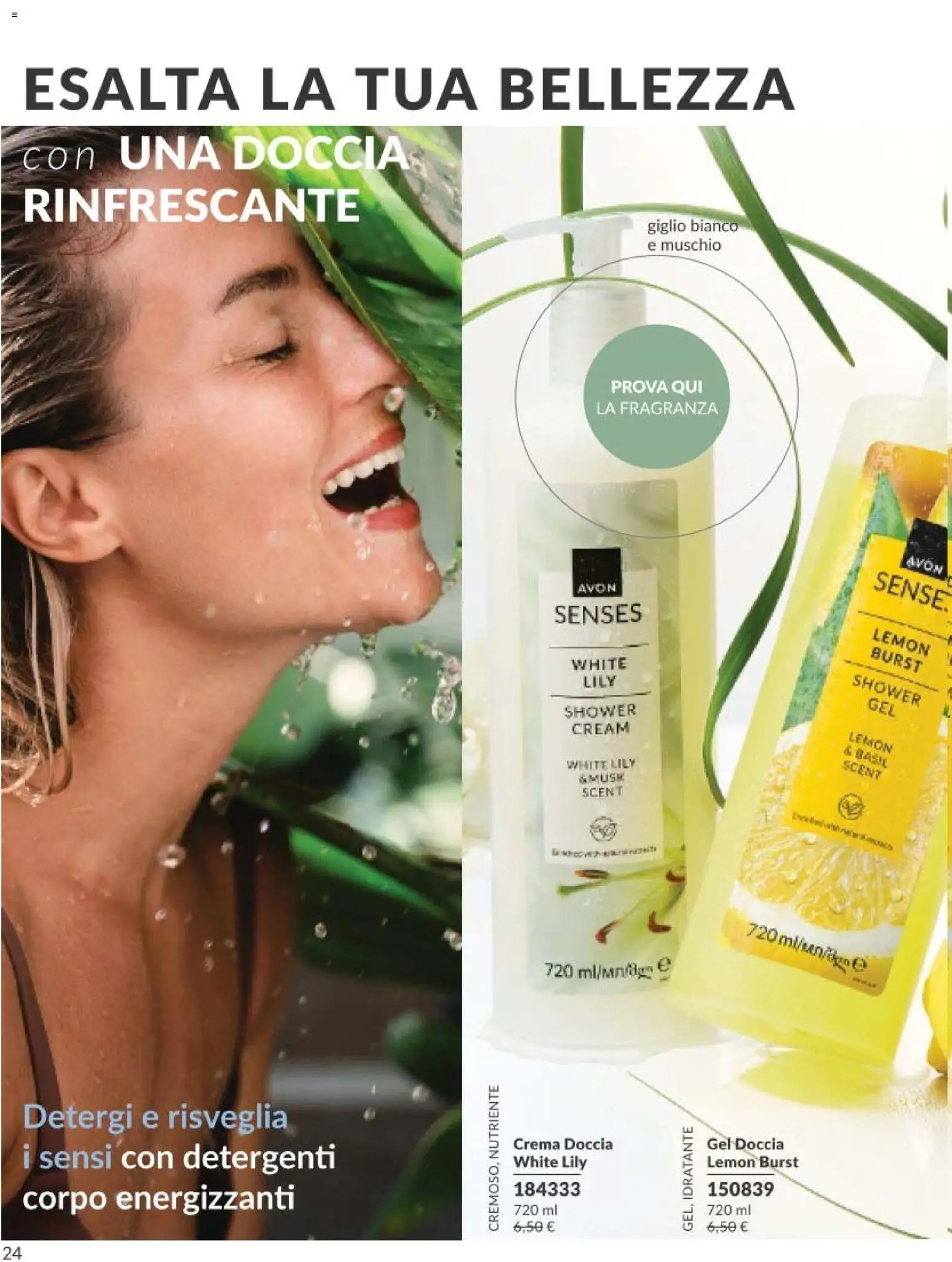 Volantino Avon del 01.05.2026 | Pagina: 24 | Prodotti: Crema, Doccia, Fragranza