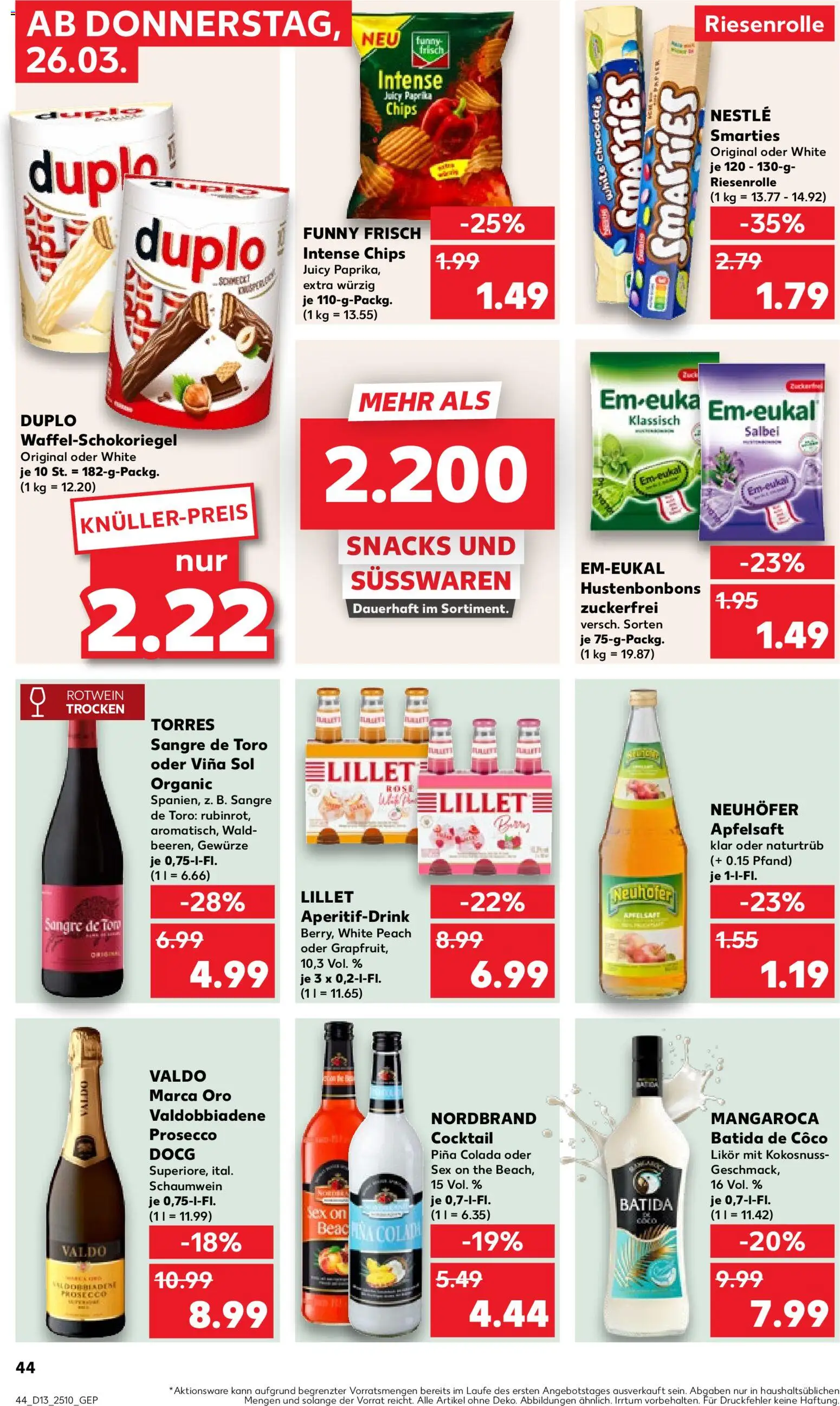 Kaufland Prospekt Speyer	 – gültig ab 26.03.2026 | Seite: 44 | Produkte: Rotwein trocken, Funny frisch, Lillet, Paprika