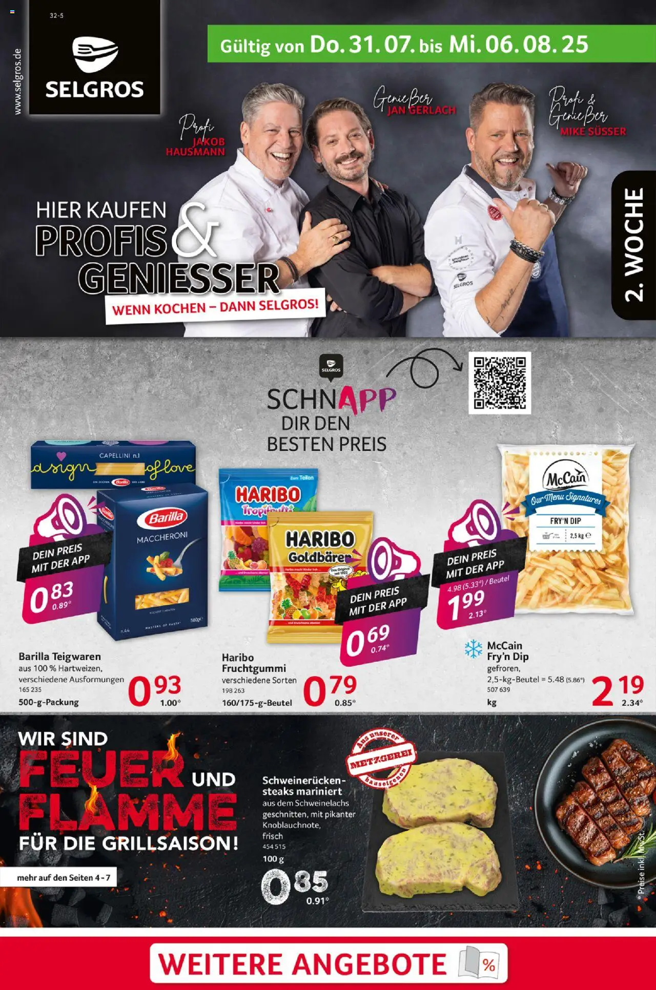 Selgros Prospekt 	 - gültig ab dem 31.07.2025 | Seite: 1 | Produkte: Haribo, Barilla, McCain, Schweinerucken