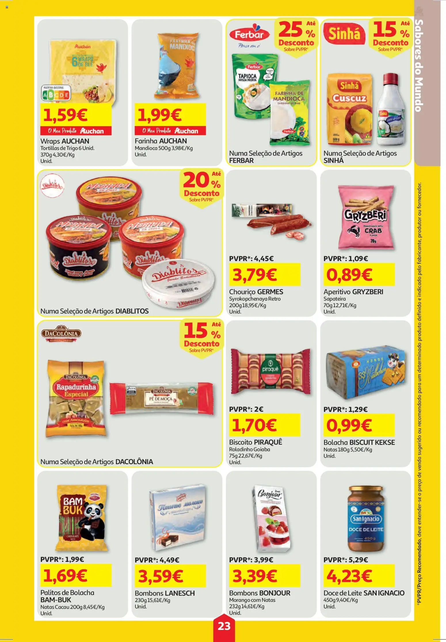Auchan folheto │ válido de 11.12.2025 | Página: 23 | Produtos: Tapioca, Leite, Chocolate, Sapateira