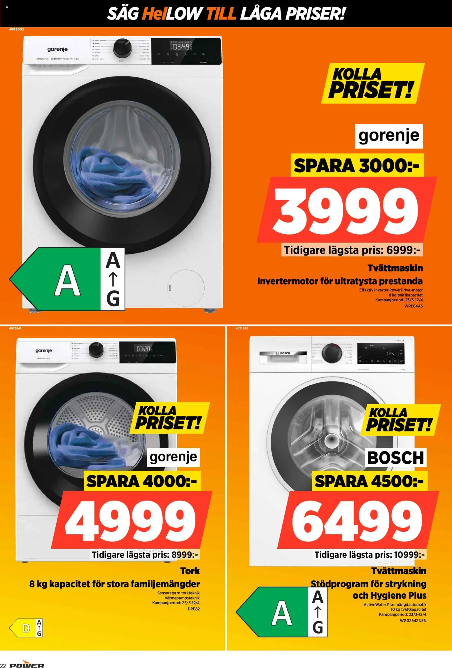 Power reklamblad aktuell från 23.03.2026 | Sida: 22 | Produkter: Såg, Tvättmaskin
