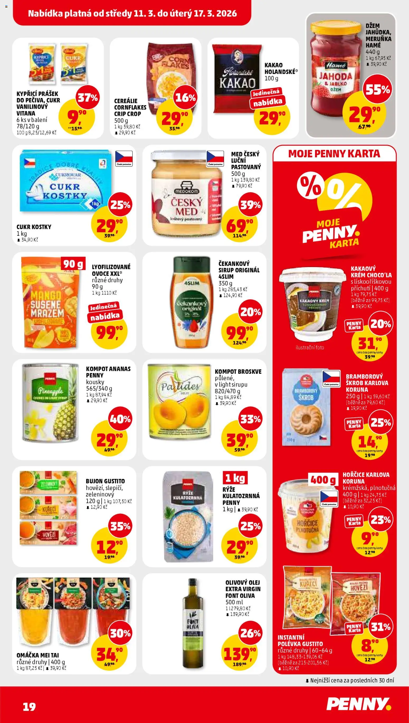 Penny Market leták od 11.03.2026 | Strana: 19 | Produkty: Mango, Broskve, Sirup, Karty