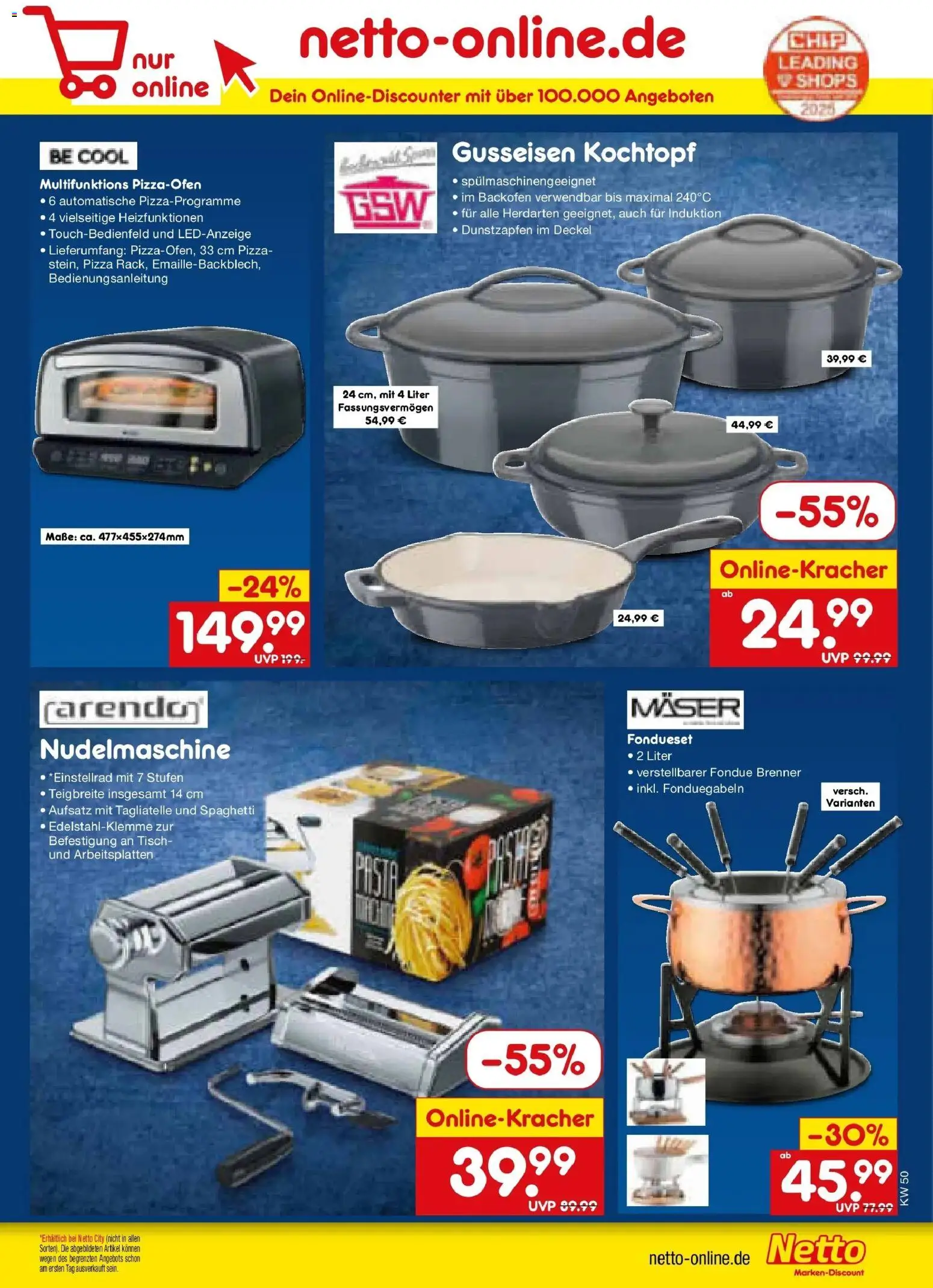 Netto Marken-Discount - Netto: Wochenangebote – gültig ab 08.12.2025 | Seite: 56 | Produkte: Backofen, Pasta, Pizza, Fondue