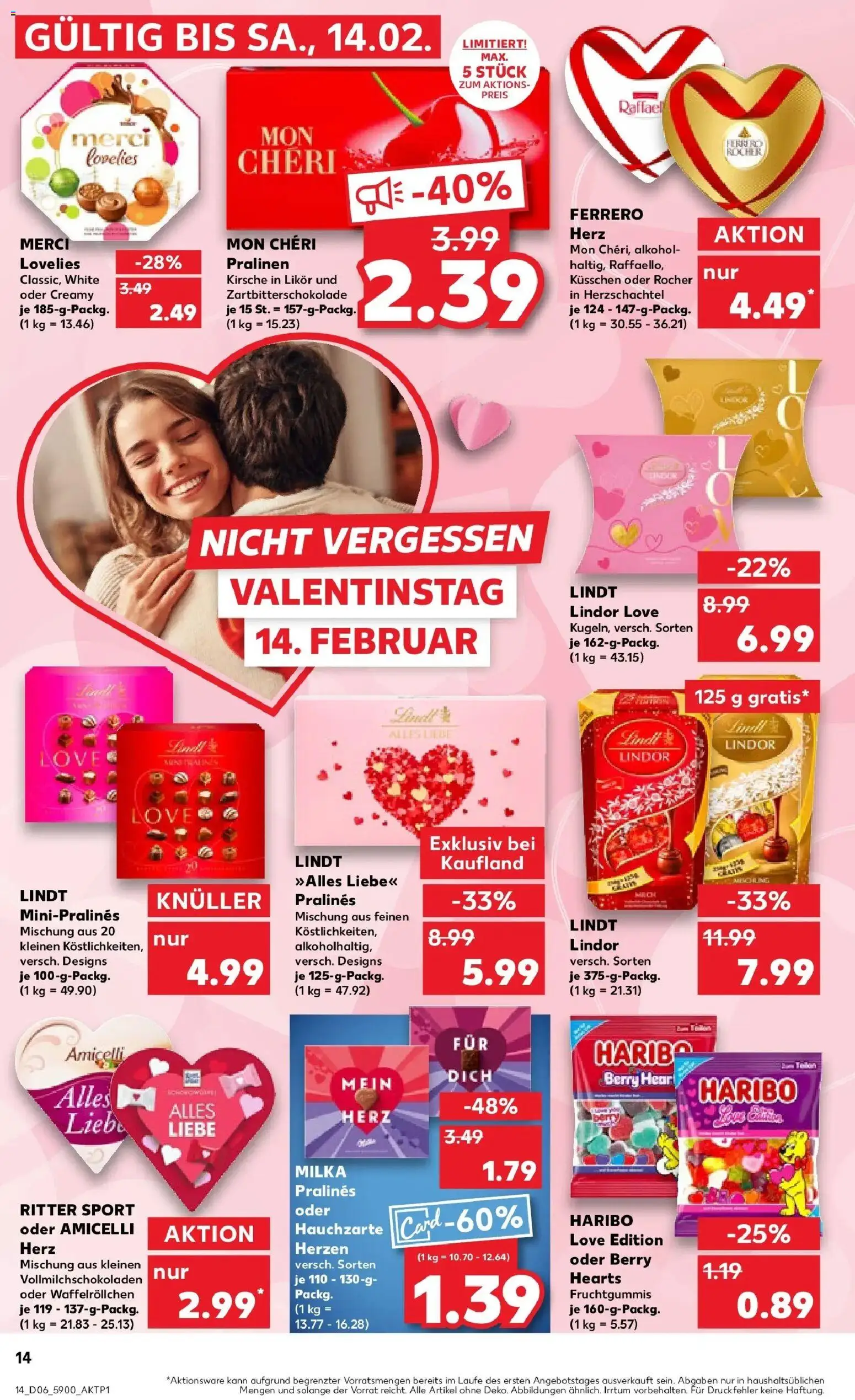 Kaufland prospekt Ilmenau	 – gültig ab 05.02.2026 | Seite: 14 | Produkte: Haribo, Ritter sport, Lindt, Mon cheri