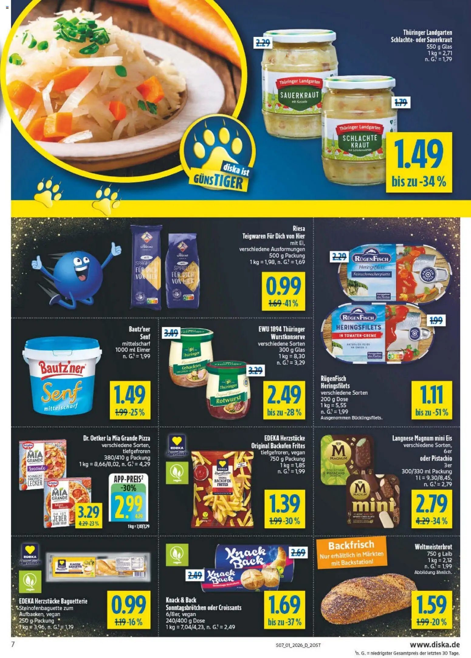 Diska - Diska Angebote Sachsen-Thüringen KW01 – gültig ab 29.12.2025 | Seite: 7 | Produkte: Langnese, Kraut, Backofen, Pizza