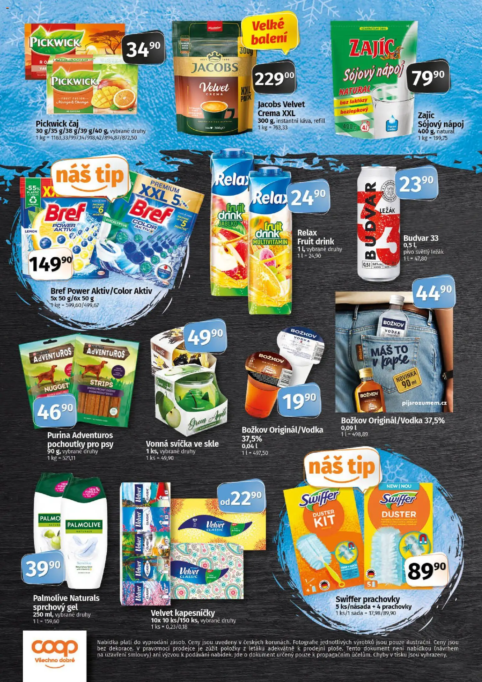 Coop leták - Tip Extra od 21.01.2026 | Strana: 4 | Produkty: Pivo, Purina, Crema, Budvar 33