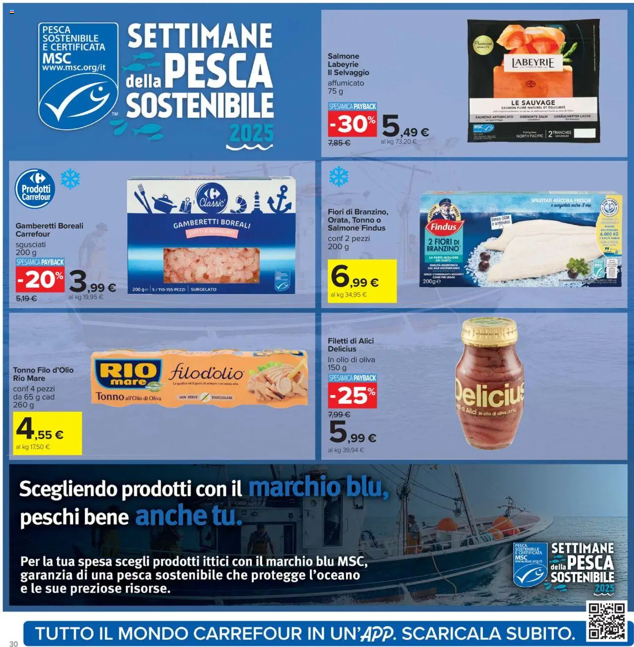 Volantino Carrefour del 23.10.2025 | Pagina: 30 | Prodotti: Salmone affumicato, Tonno, Gamberetti, Olio di Oliva