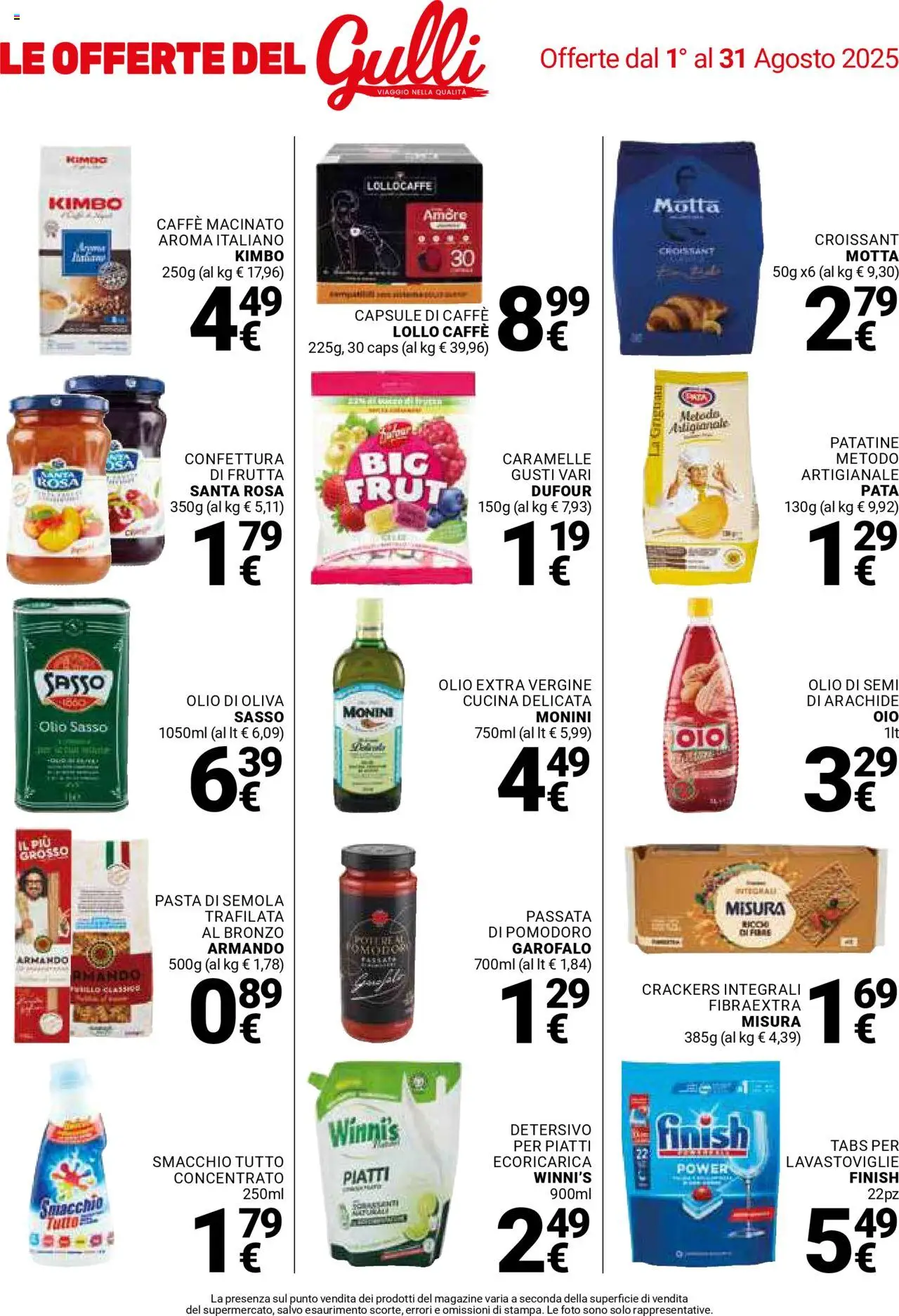 Volantino Gulliver del 01.08.2025 | Pagina: 20 | Prodotti: Pomodoro, Olio, Pasta, Lavastoviglie
