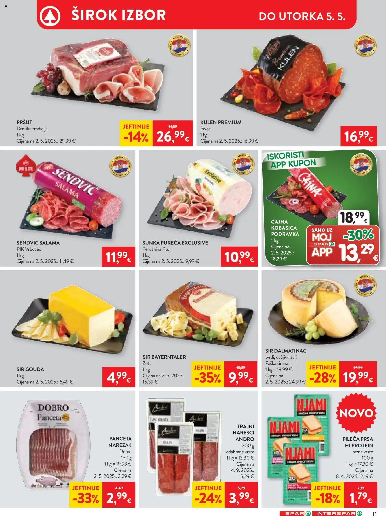 Spar katalog | vrijedi od 27.04.2026 | Stranica: 11 | Proizvodi: Salama, Narezak, Perutnina Ptuj, Gouda