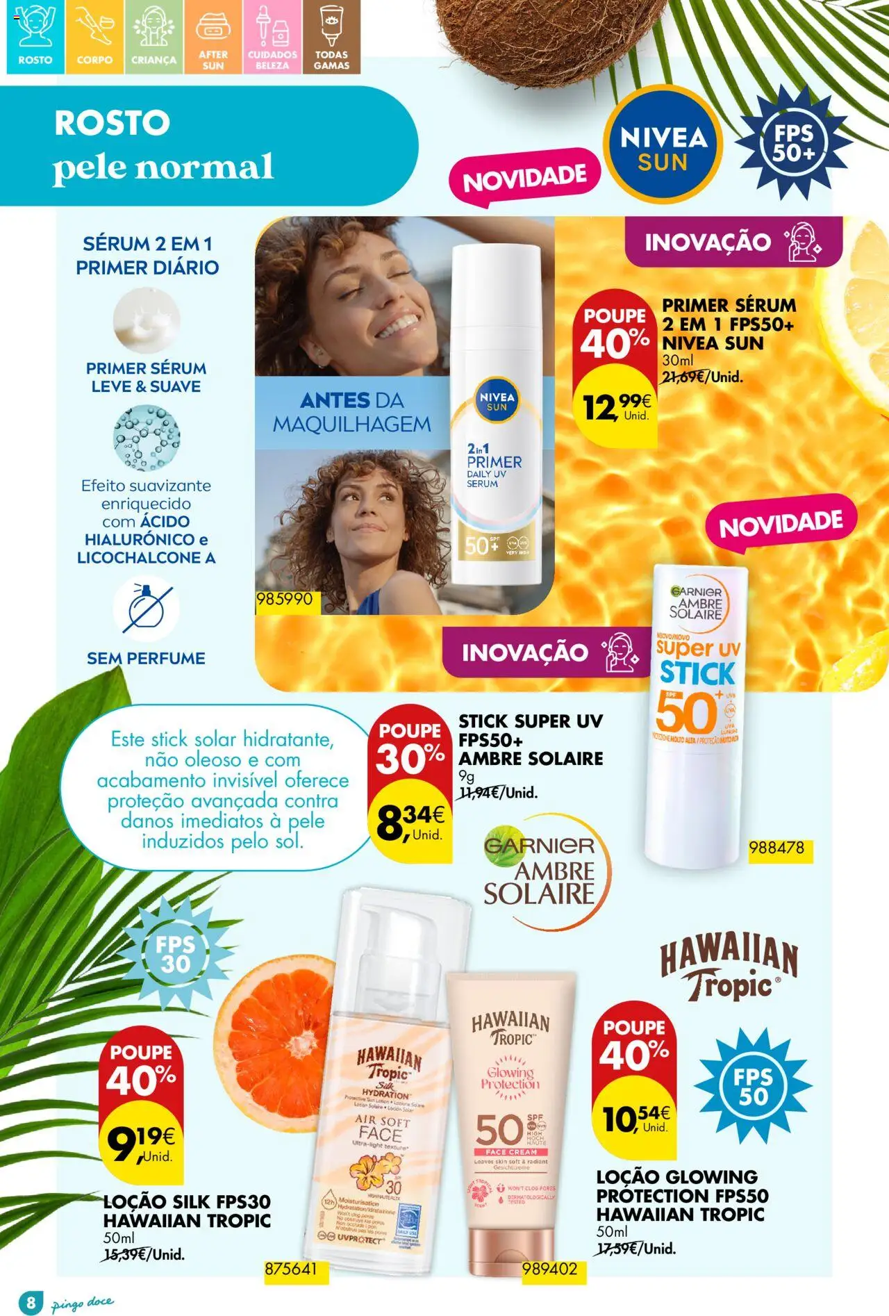 Pingo Doce - Folheto Solares │ válido de 01.04.2025 | Página: 8 | Produtos: Perfume, Primer, Maquilhagem, Sérum