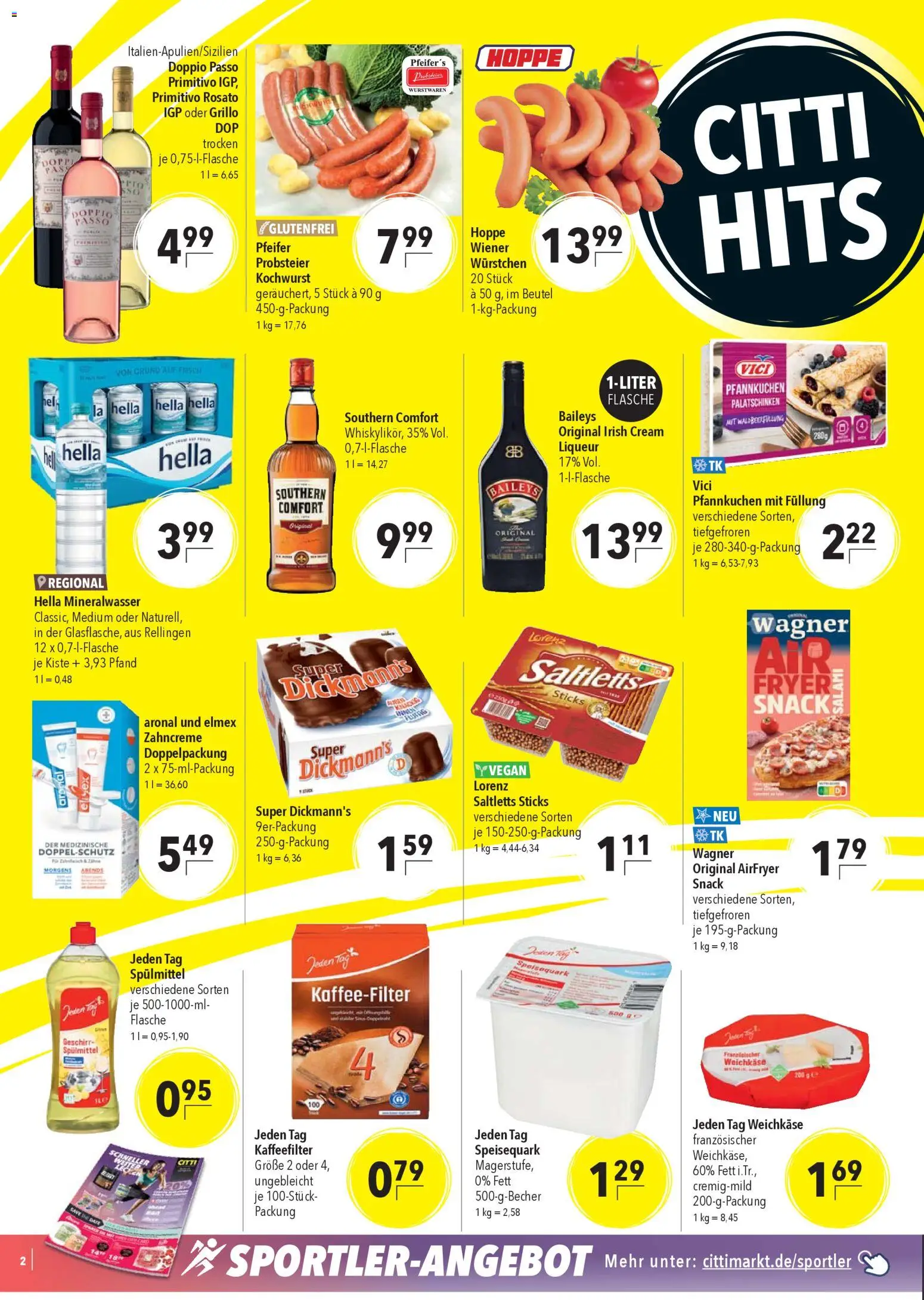 CITTI Markt Prospekt 	 – gültig ab 21.01.2026 | Seite: 2 | Produkte: Pfannkuchen, Mineralwasser, Doppio Passo, Speisequark