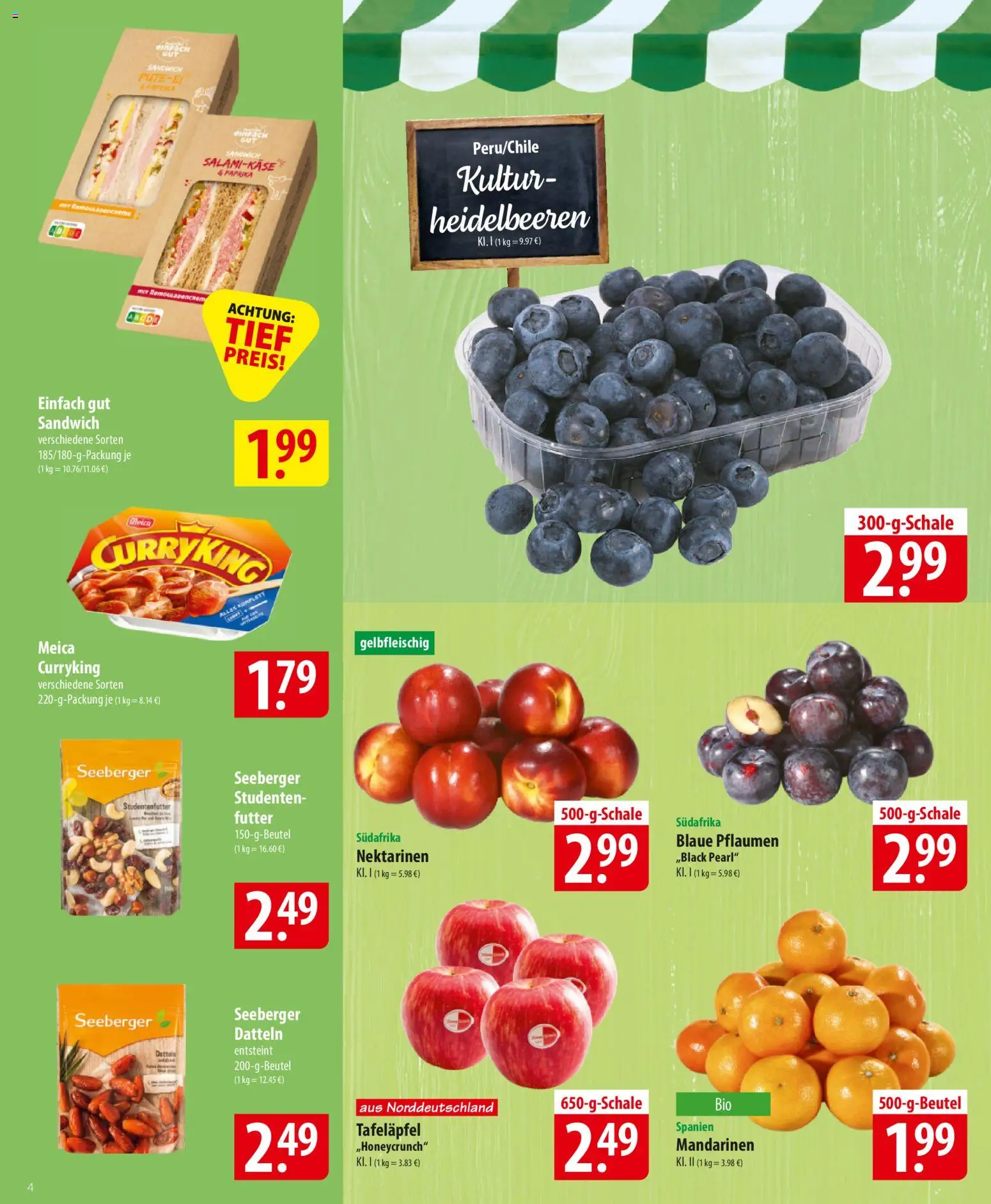 Famila Prospekt 	 – gültig ab 16.02.2026 | Seite: 4 | Produkte: Pflaumen, Mandarinen, Meica, Paprika