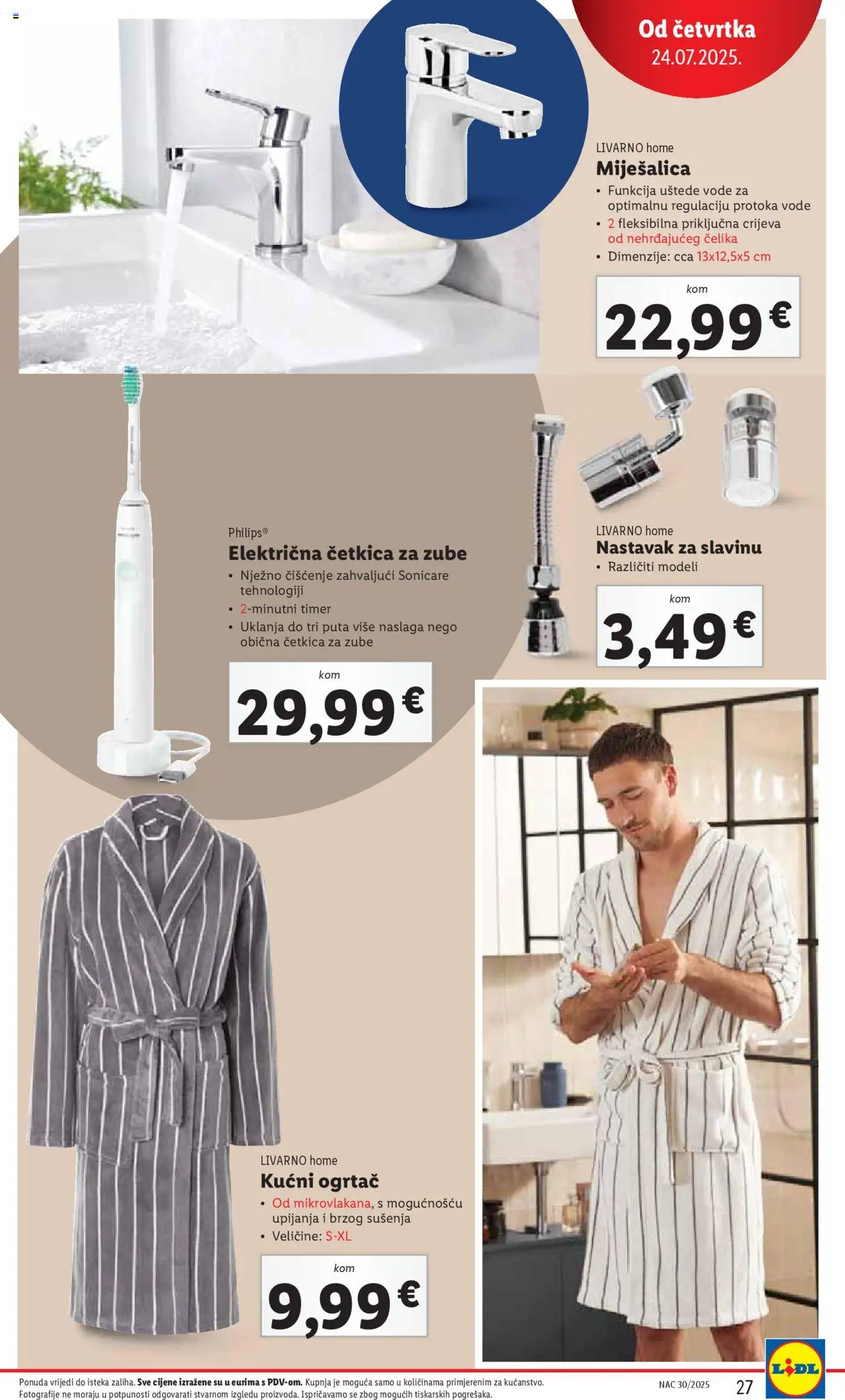 Lidl katalog | vrijedi od 24.07.2025 | Stranica: 27 | Proizvodi: Električna četkica za zube, Četkica za zube, Kućni ogrtač