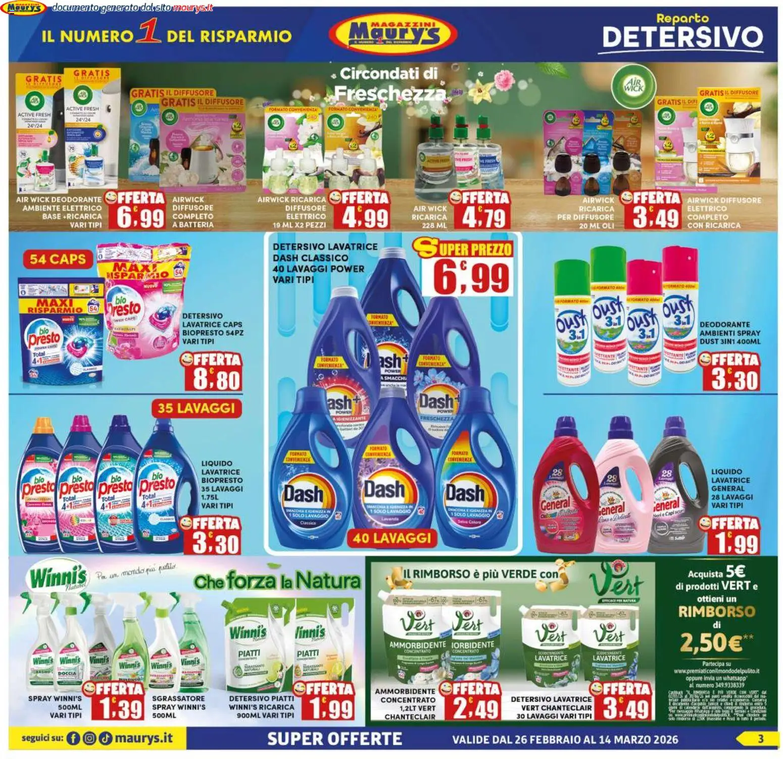 Volantino Maury's del 26.02.2026 | Pagina: 3 | Prodotti: Deodorante, Sgrassatore, Lavatrice, Doccia