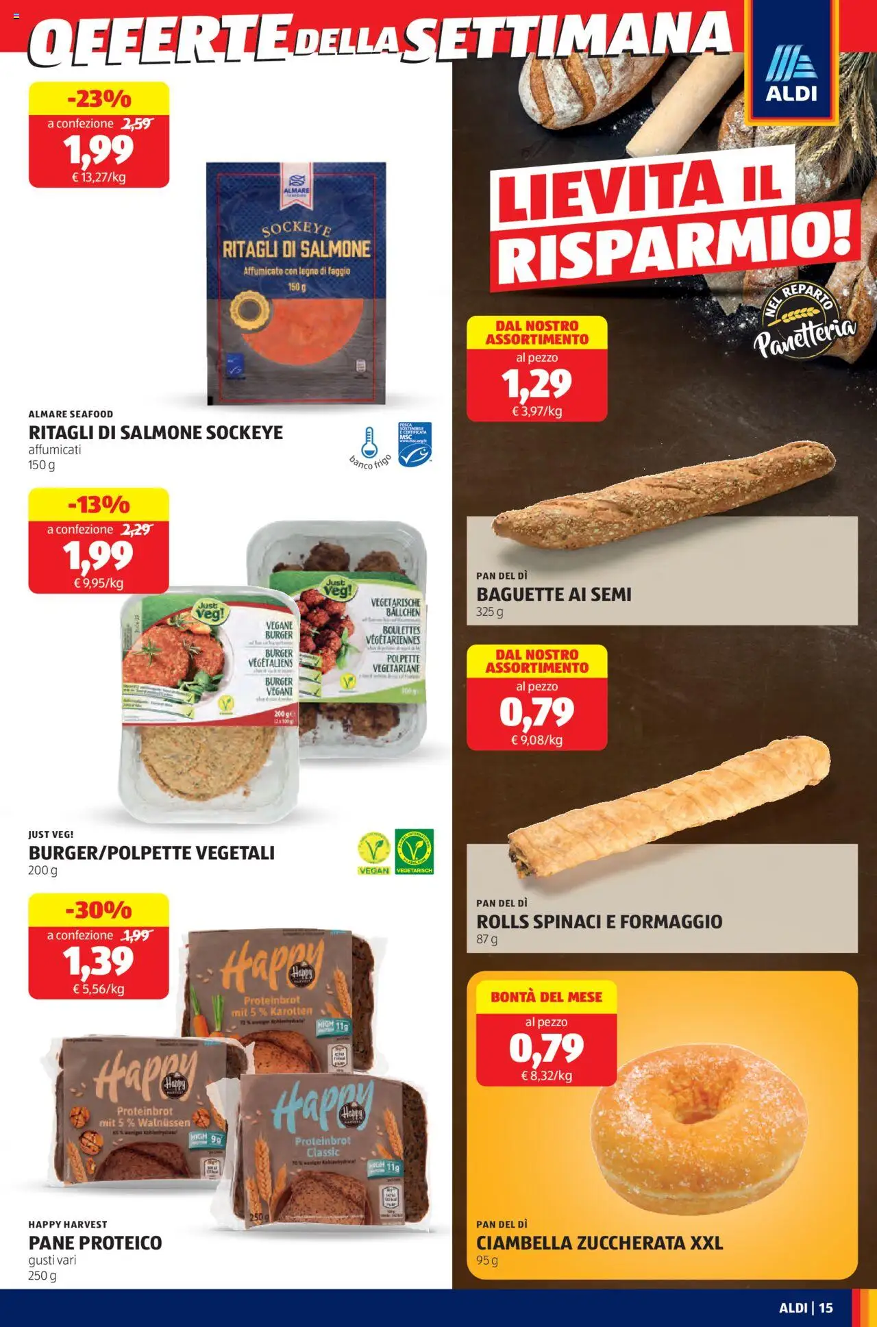 Volantino Aldi del 01.09.2025 | Pagina: 15 | Prodotti: Salmone, Formaggio, Spinaci, Polpette