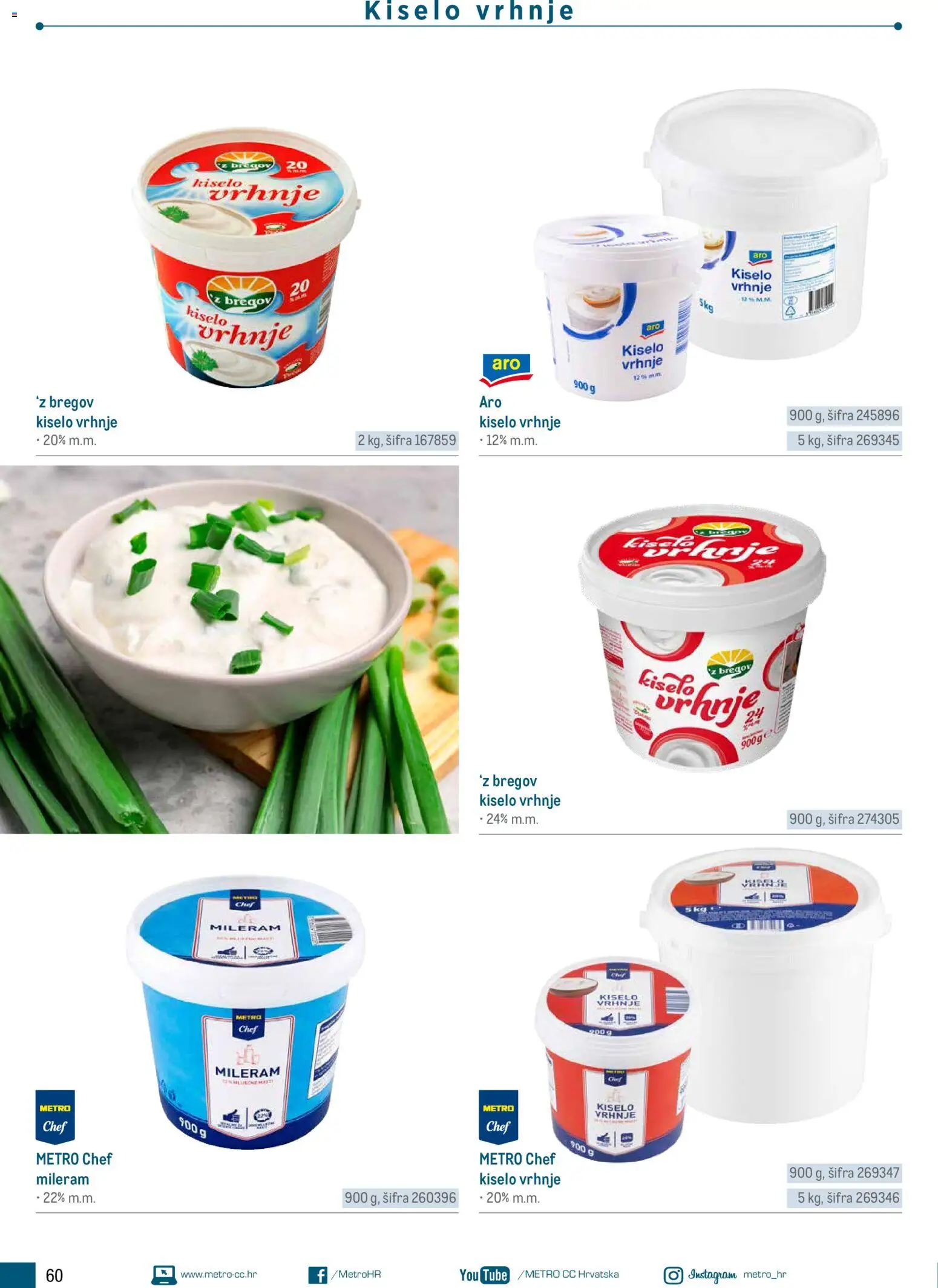 Metro katalog | vrijedi od 05.03.2026 | Stranica: 60 | Proizvodi: Kiselo vrhnje, Mileram