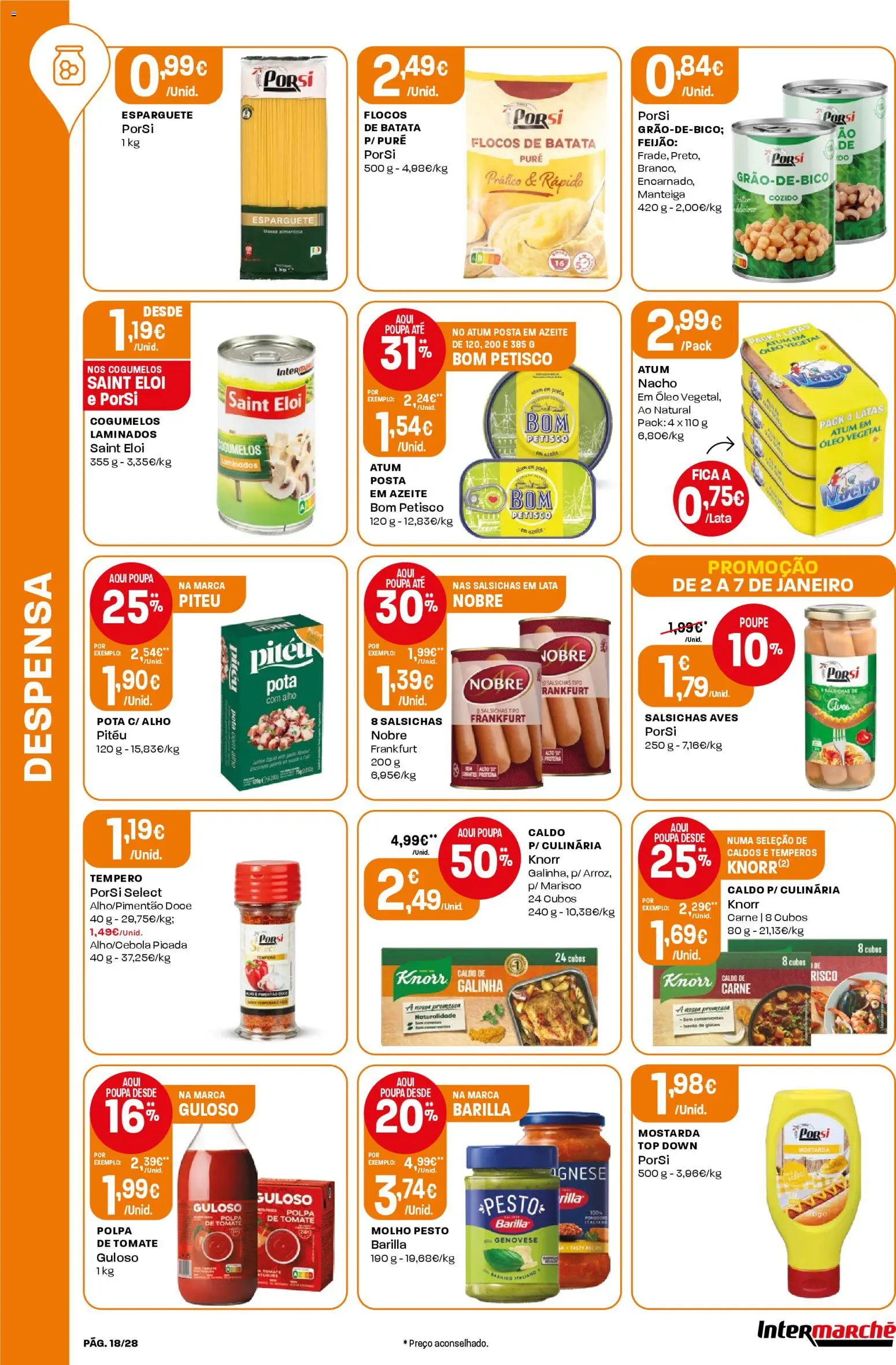 Intermarché folheto │ válido de 02.01.2026 | Página: 18 | Produtos: Azeite, Manteiga, Massa, Cogumelos