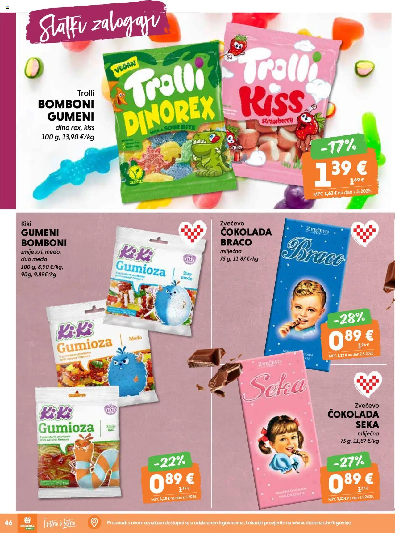 Studenac katalog | vrijedi od 18.06.2025 | Stranica: 46 | Proizvodi: Čokolada, Bomboni