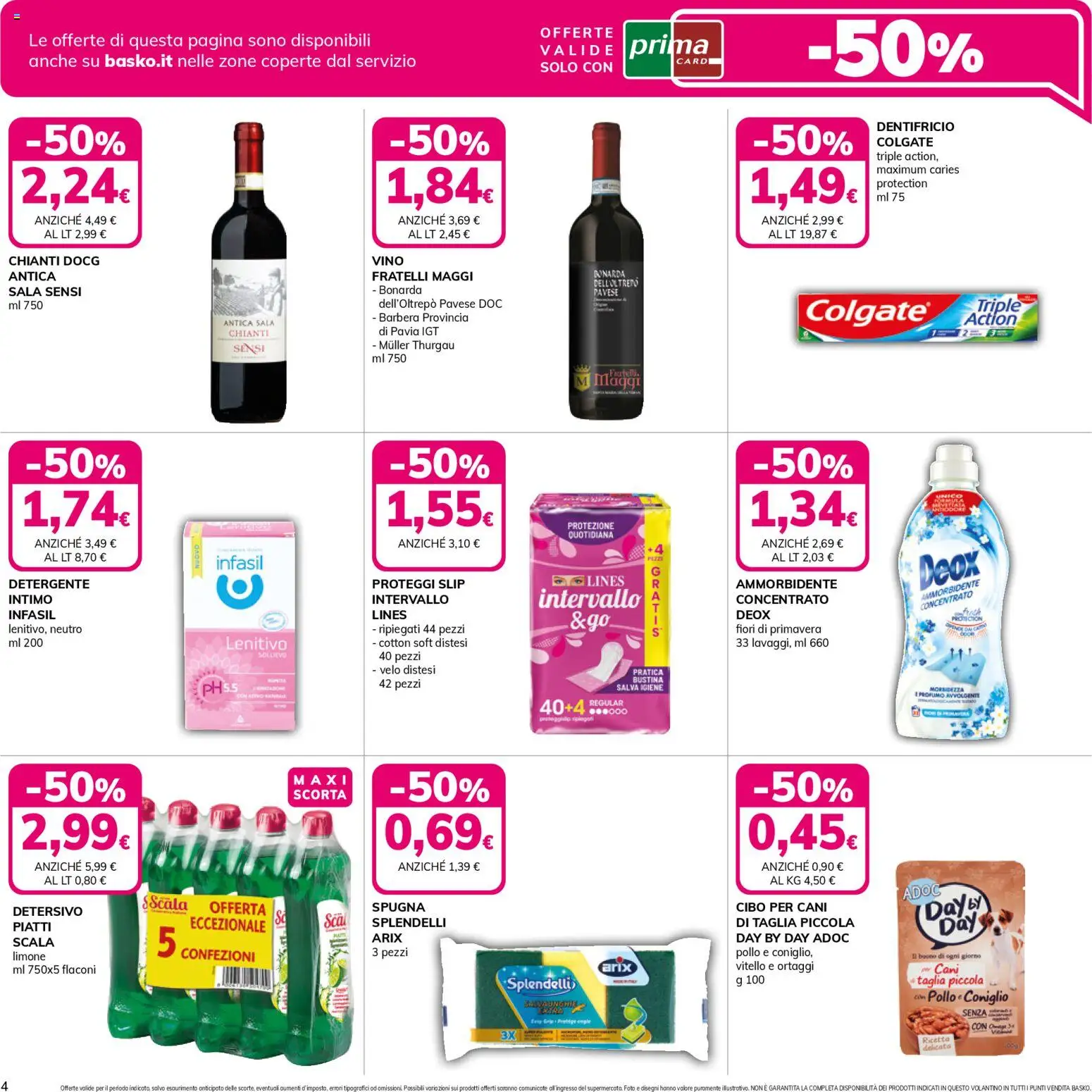 Volantino Basko del 07.04.2026 | Pagina: 4 | Prodotti: Dentifricio, Pollo, Ammorbidente, Vitello