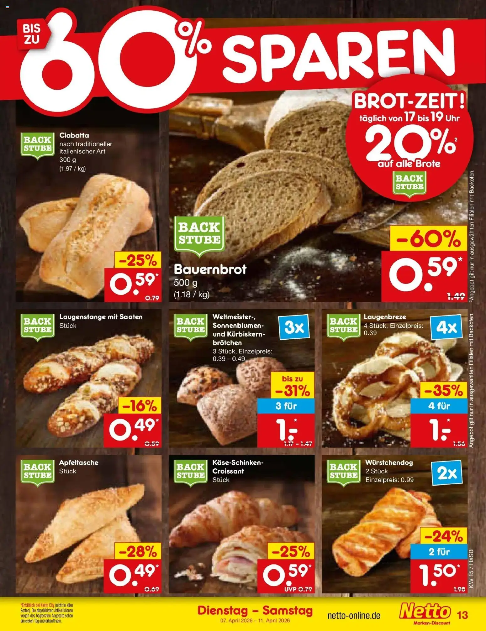 Netto Marken-Discount Prospekt Wuppertal	 – gültig ab 07.04.2026 | Seite: 15 | Produkte: Croissant, Uhr