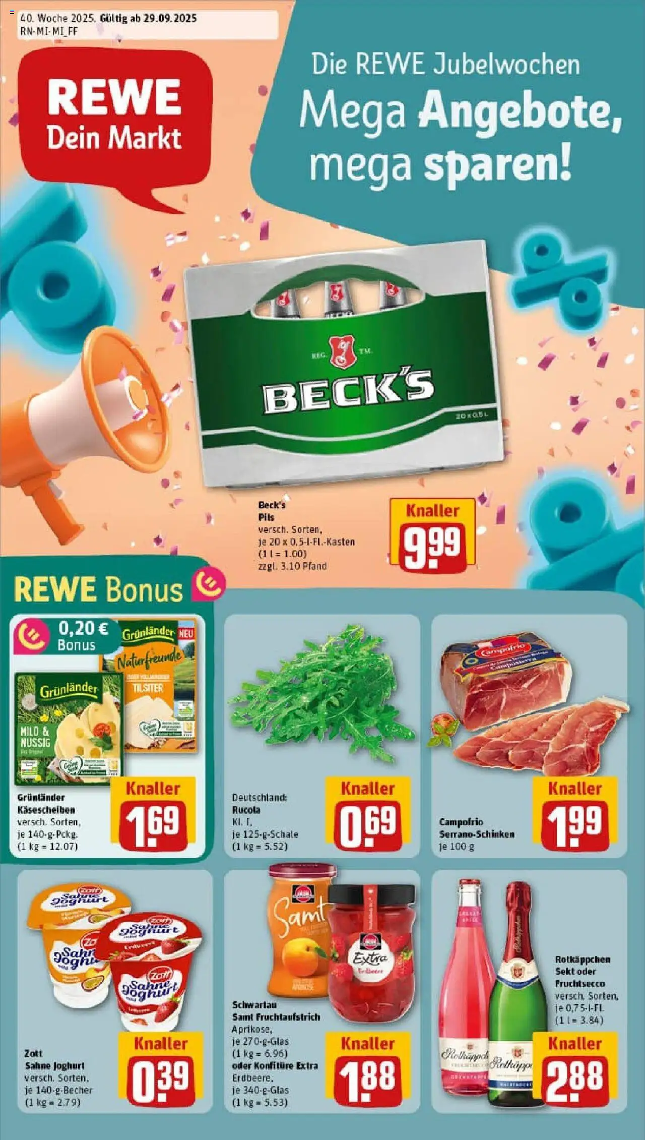 Rewe prospekt Marburg	 – gültig ab 28.09.2025 | Seite: 1 | Produkte: Sekt, Rucola, Grunlander, Rotkäppchen