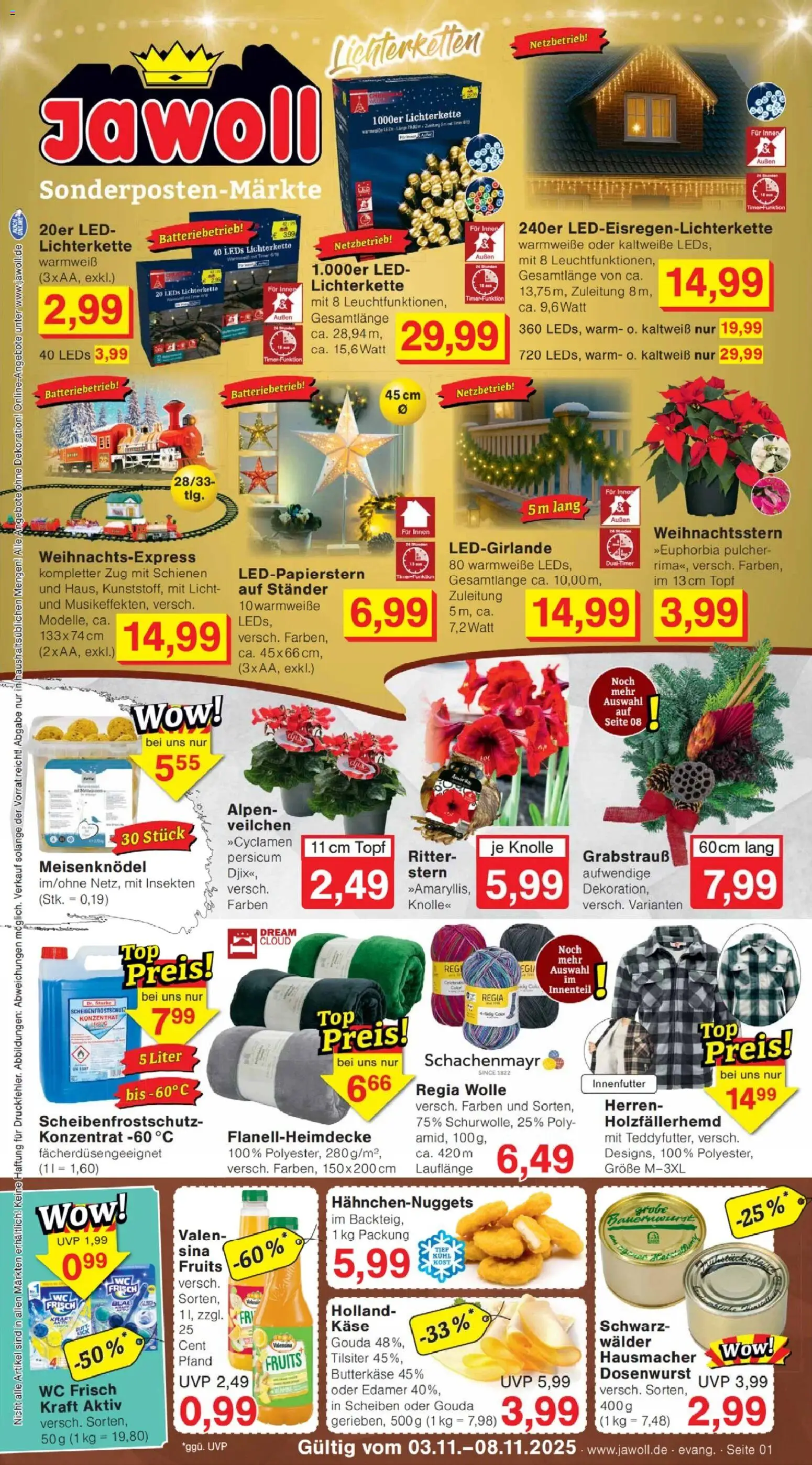 Jawoll Prospekt – gültig ab 03.11.2025 | Seite: 1 | Produkte: Käse, Edamer, Valensina, Wc frisch