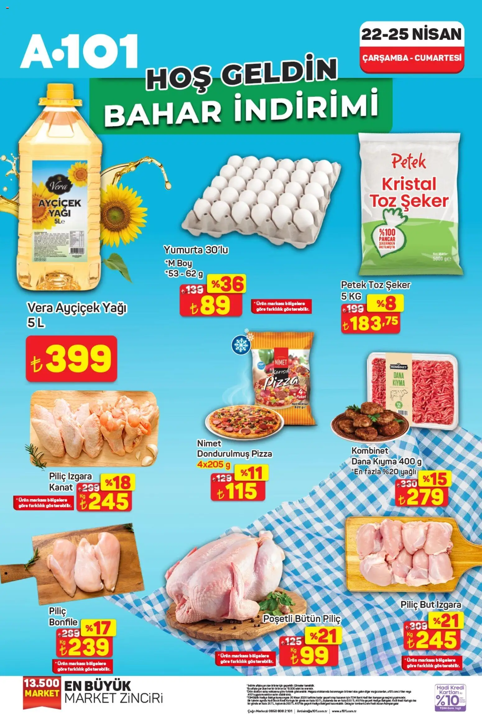 A101 - Bahar indirimi - 22.04.2026 tarihinden itibaren geçerlidir | Sayfa: 1 | Ürünler: Yumurta, Piliç, Toz şeker, Izgara