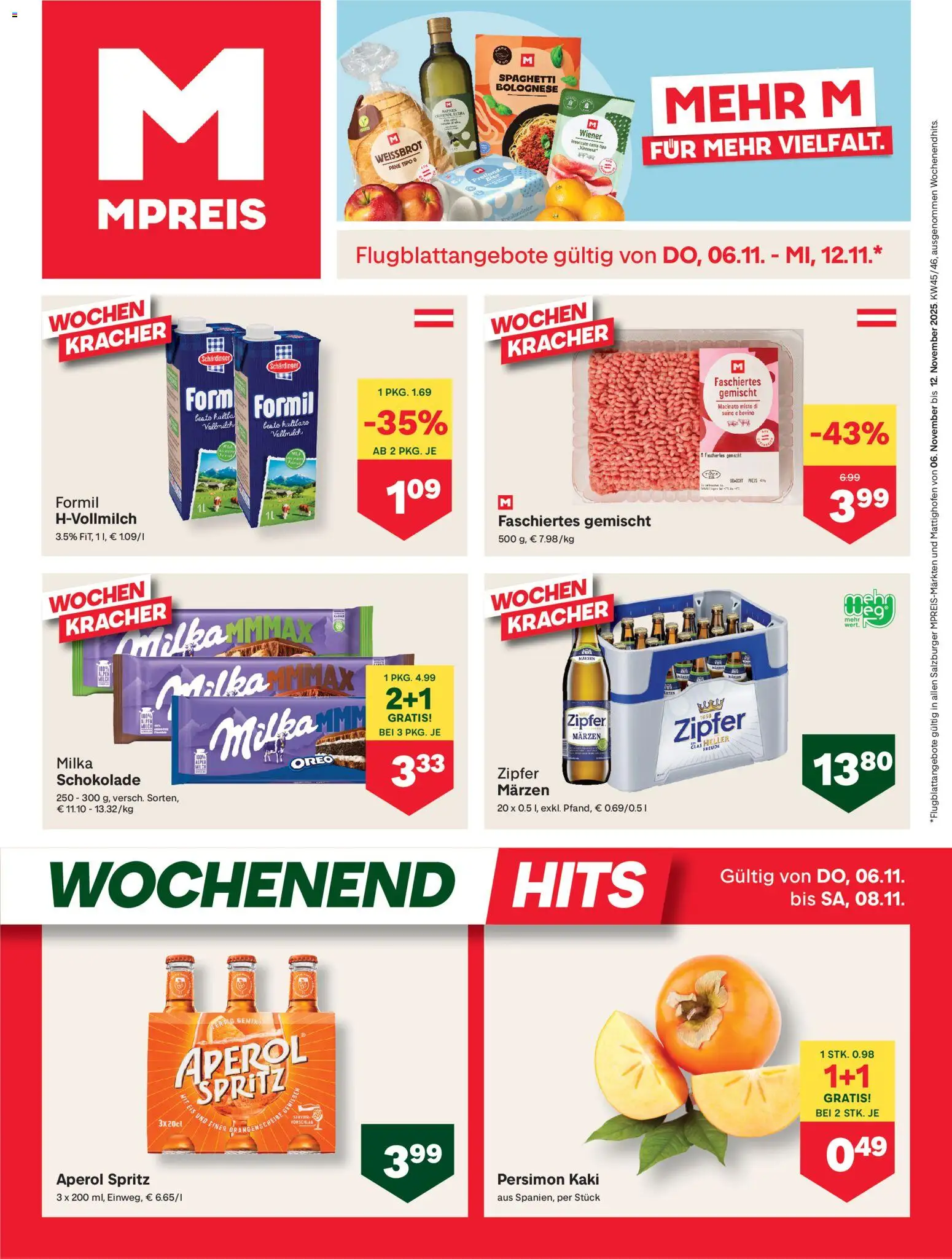 MPREIS Altenmarkt im Pongau gültig ab 06.11.2025 | Seite: 1 | Produkte: Eis, Kaki, Hajdina liszt, Schokolade