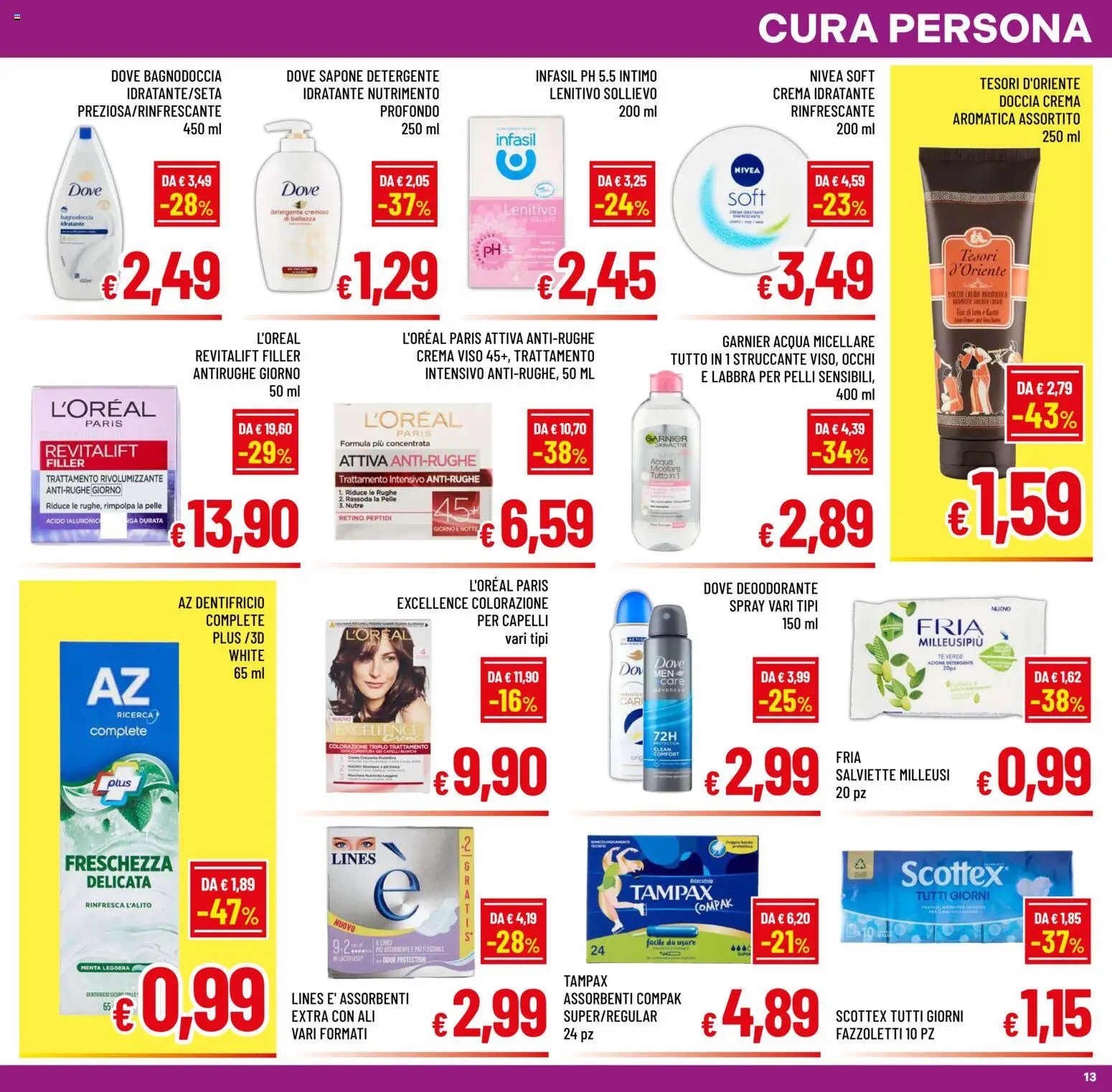Volantino A&O del 15.04.2026 | Pagina: 13 | Prodotti: Crema, Sapone, Intimo, Menta