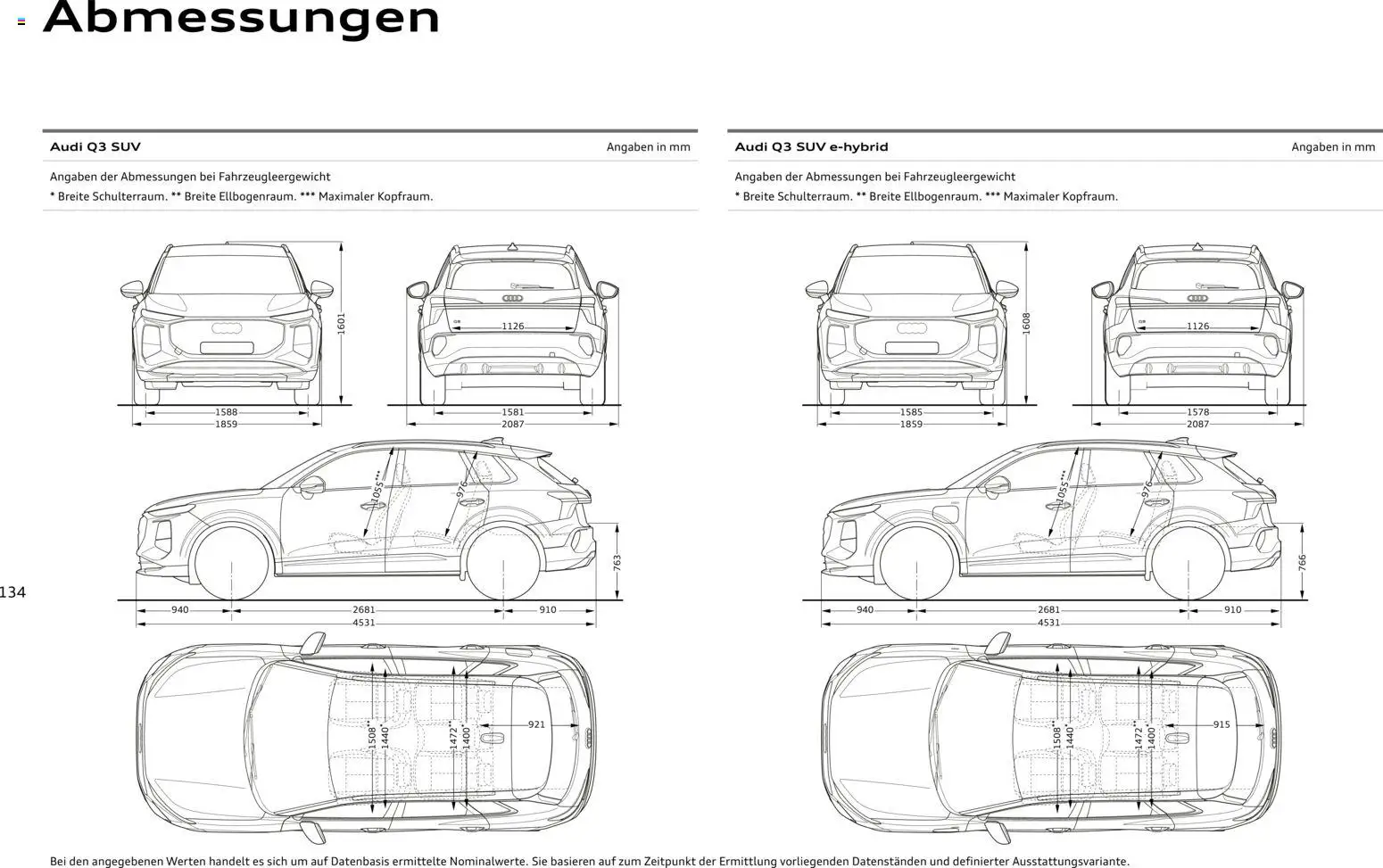 Audi Q3 – gültig ab 29.01.2026 | Seite: 134