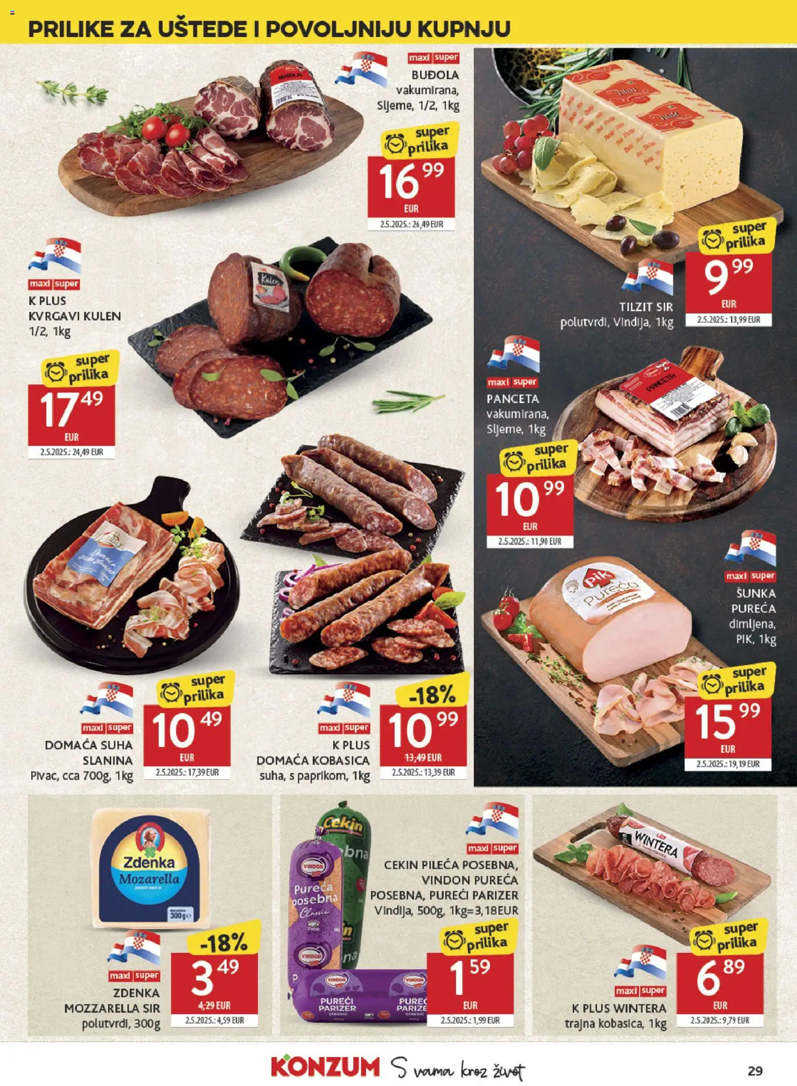 Konzum katalog | vrijedi od 18.03.2026 | Stranica: 29 | Proizvodi: Buđola, Slanina, Kulen, Parizer