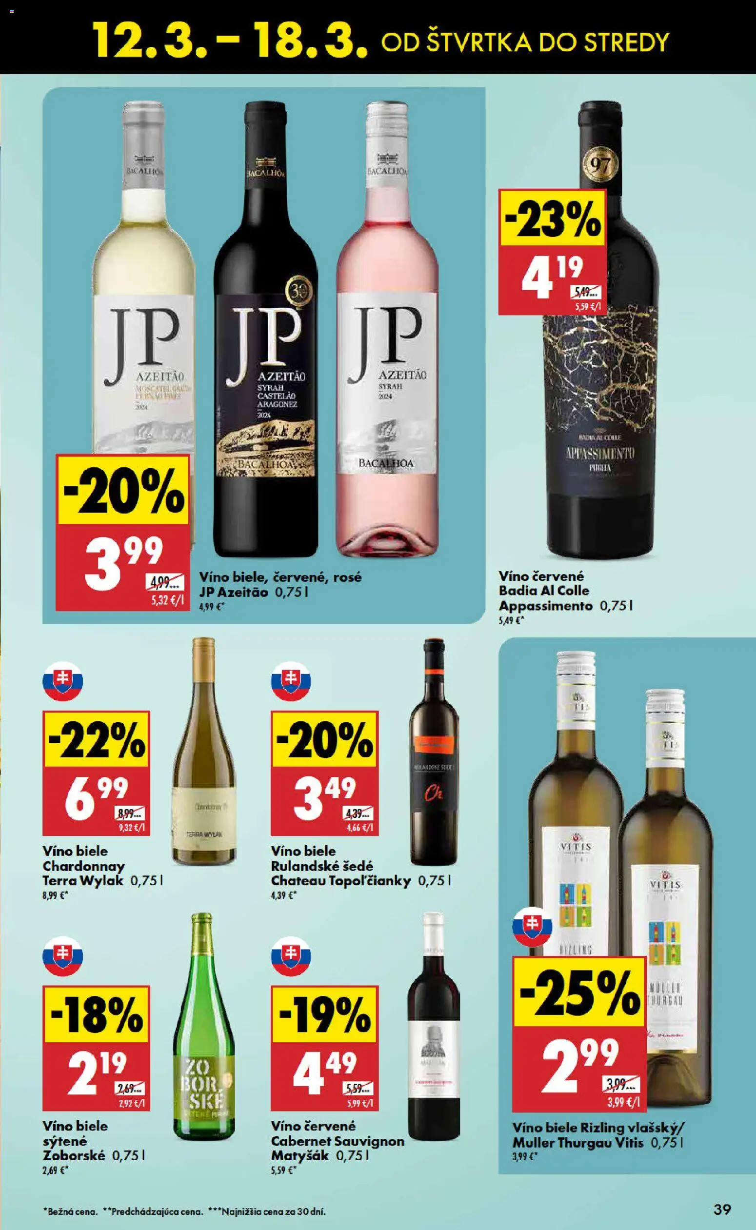 Nové Biedronka akcie – leták je platný od 12.03.2026 | Strana: 39 | Produkty: Biele víno, Víno, Červené víno