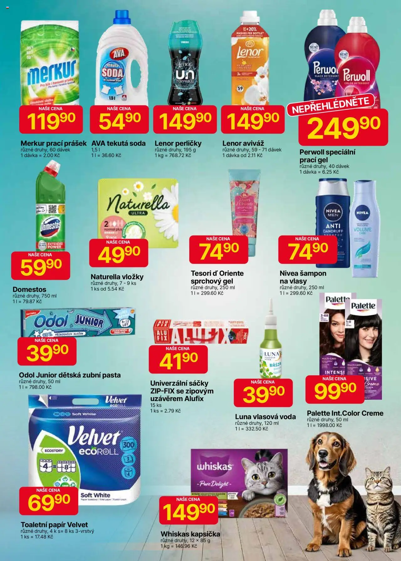 Hruška leták od 12.08.2025 | Strana: 9 | Produkty: Lenor, Prací gel, Whiskas, Domestos