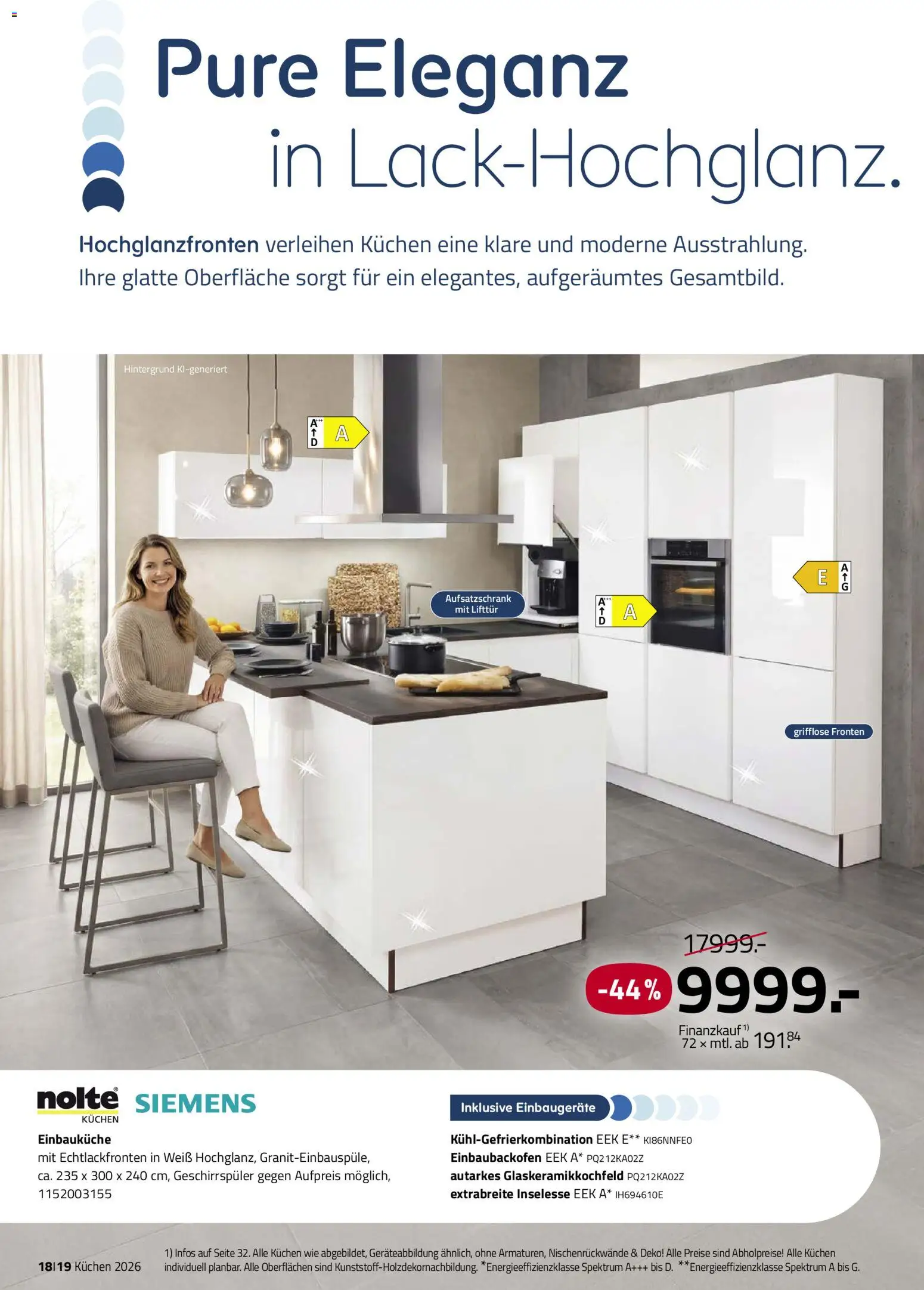 Roller Deine Küche 2026 – gültig ab 19.03.2026 | Seite: 18 | Produkte: Geschirrspüler, Einbauküche, Kühlgefrierkombination, Kuchen