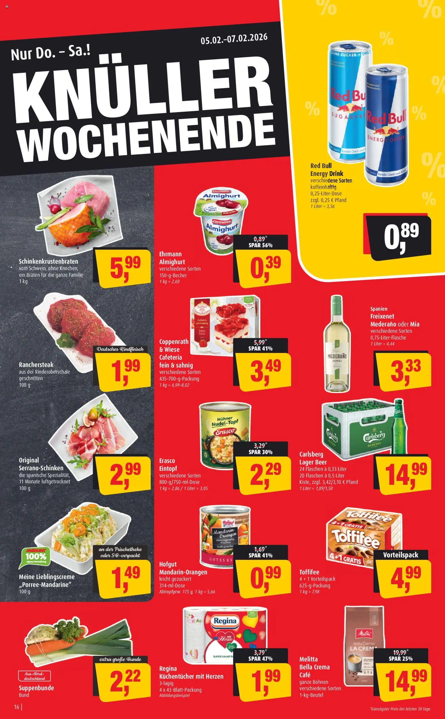 Markant Prospekt 	 – gültig ab 02.02.2026 | Seite: 16 | Produkte: Melitta, Red bull, Energy, Orangen