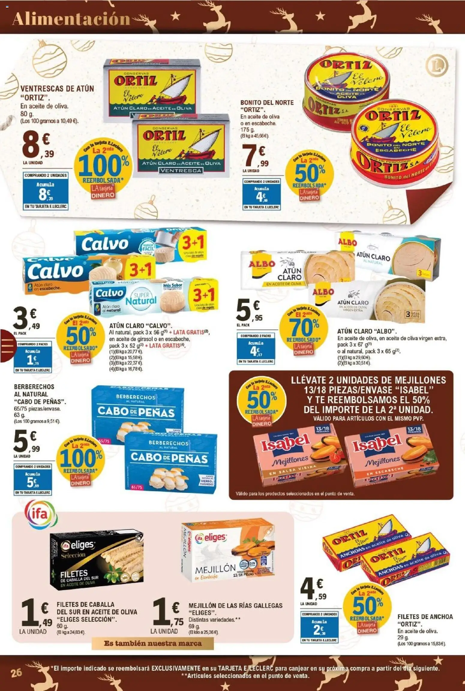 E.Leclerc folleto │ válido desde el 15.12.2025 | Página: 26 | Productos: Berberechos, Aceite, Té, Anchoa