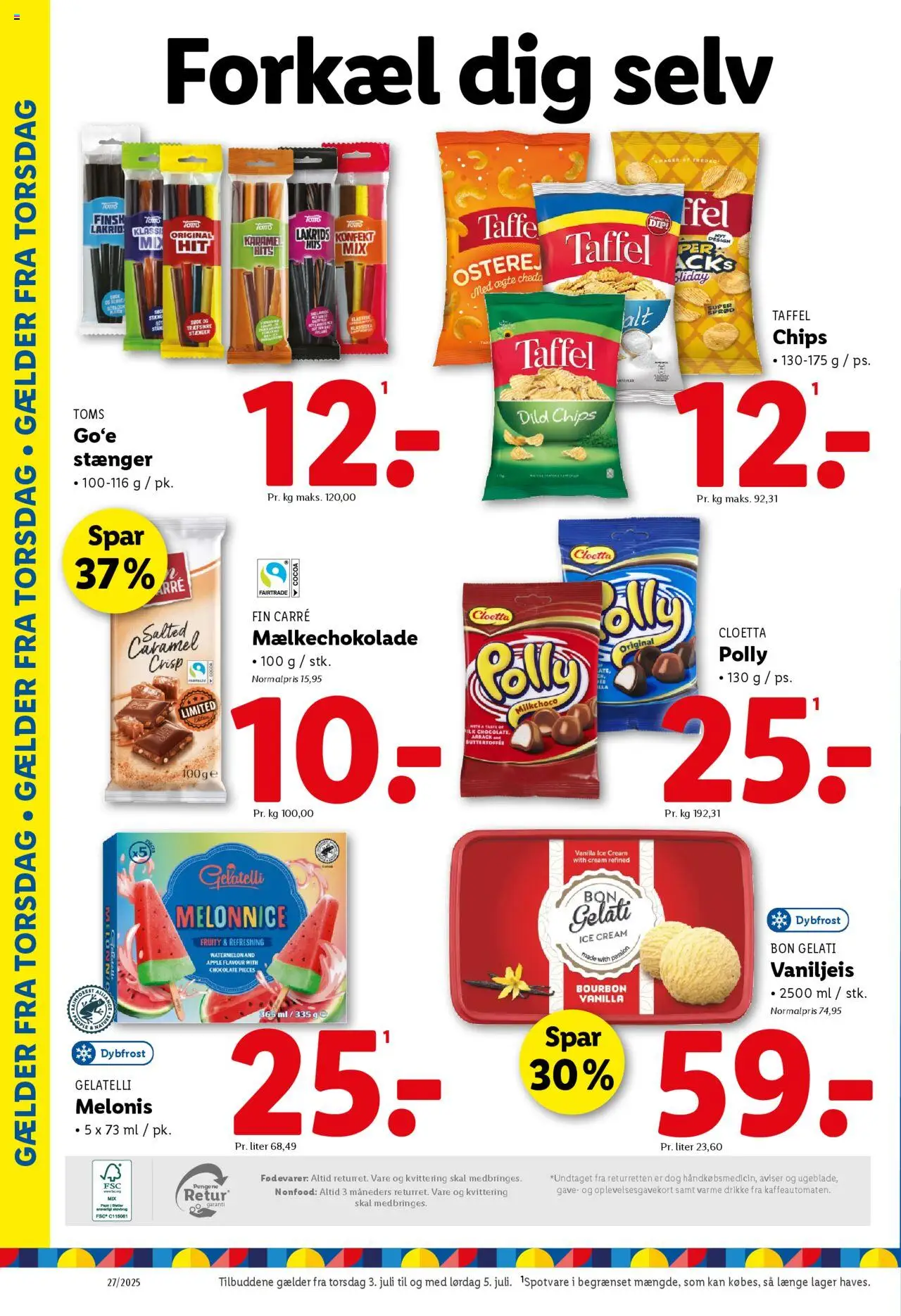 Lidl Tilbudsavis gyldig fra 03.07.2025 | Side: 4 | Produkter: Bourbon, Chips, Lakrids, Søm