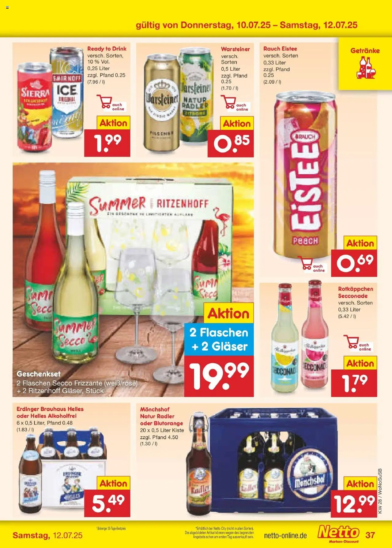 Netto Marken-Discount prospekt Lahnau	 - gültig ab dem 07.07.2025 | Seite: 53 | Produkte: Monchshof, Erdinger, Radler, Warsteiner