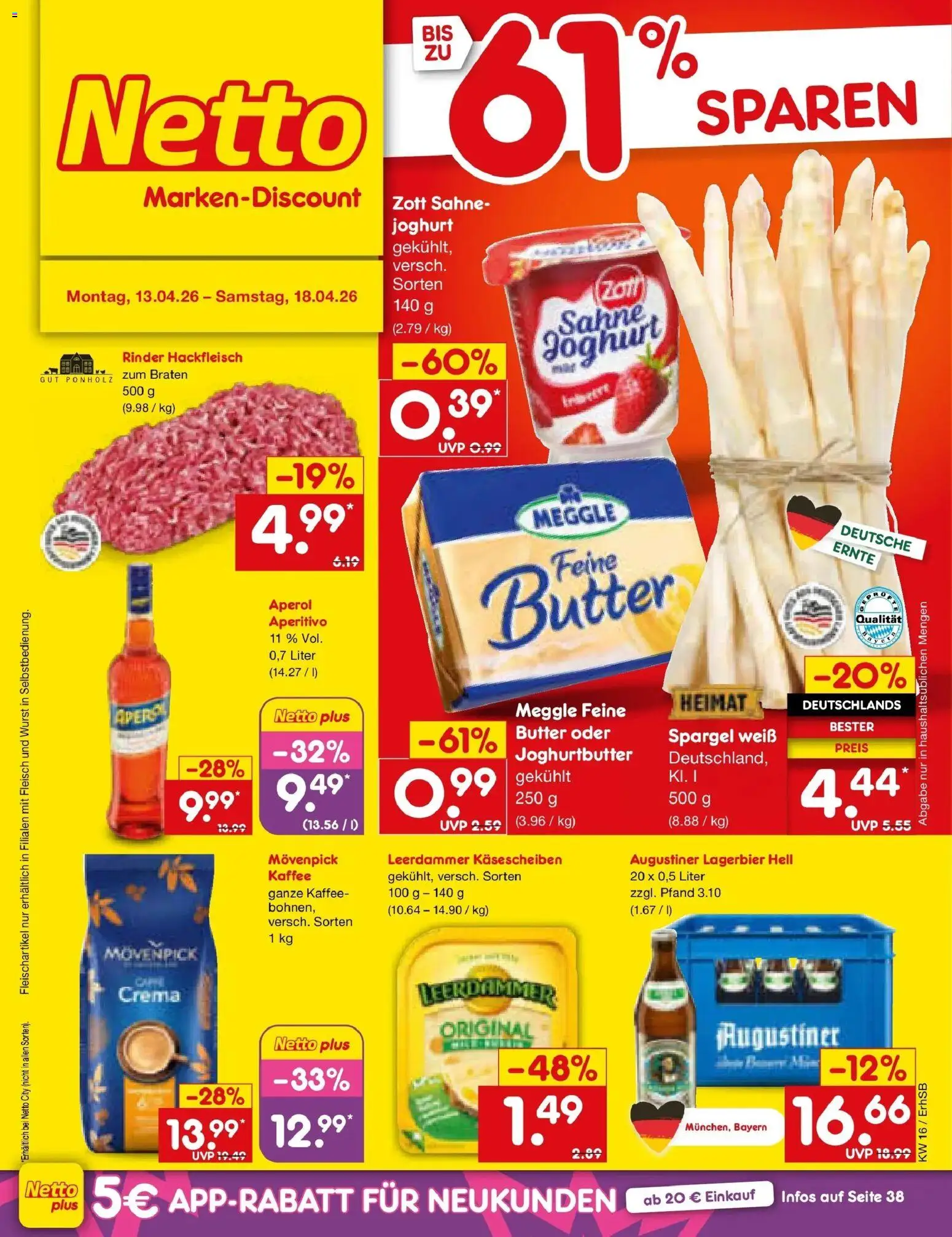 Netto Marken-Discount Prospekt Metten	 – gültig ab 13.04.2026 | Seite: 1 | Produkte: Joghurt, Kaffee, Aperol, Sahne