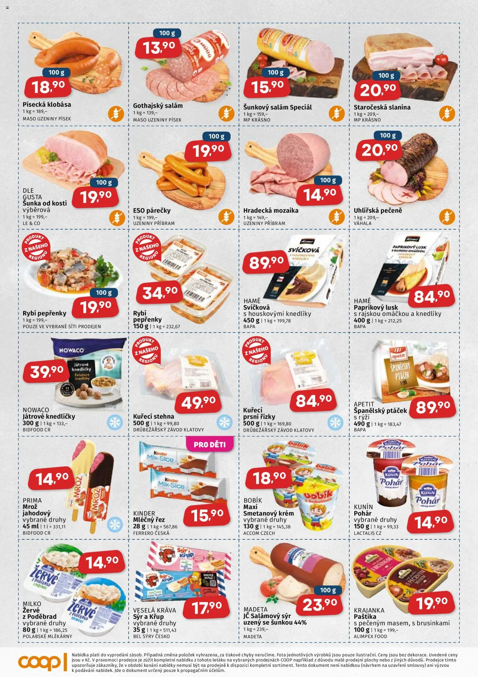 Coop leták - Západočeský region od 25.03.2026 | Strana: 2 | Produkty: Salám, Šunka, Uzeniny, Kinder