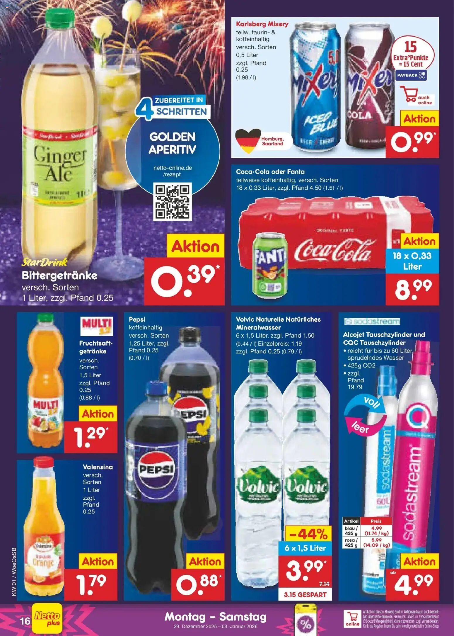 Netto Marken-Discount prospekt Gemmingen	 – gültig ab 28.12.2025 | Seite: 16 | Produkte: Fanta, Valensina, Wasser, Fruchtsaft