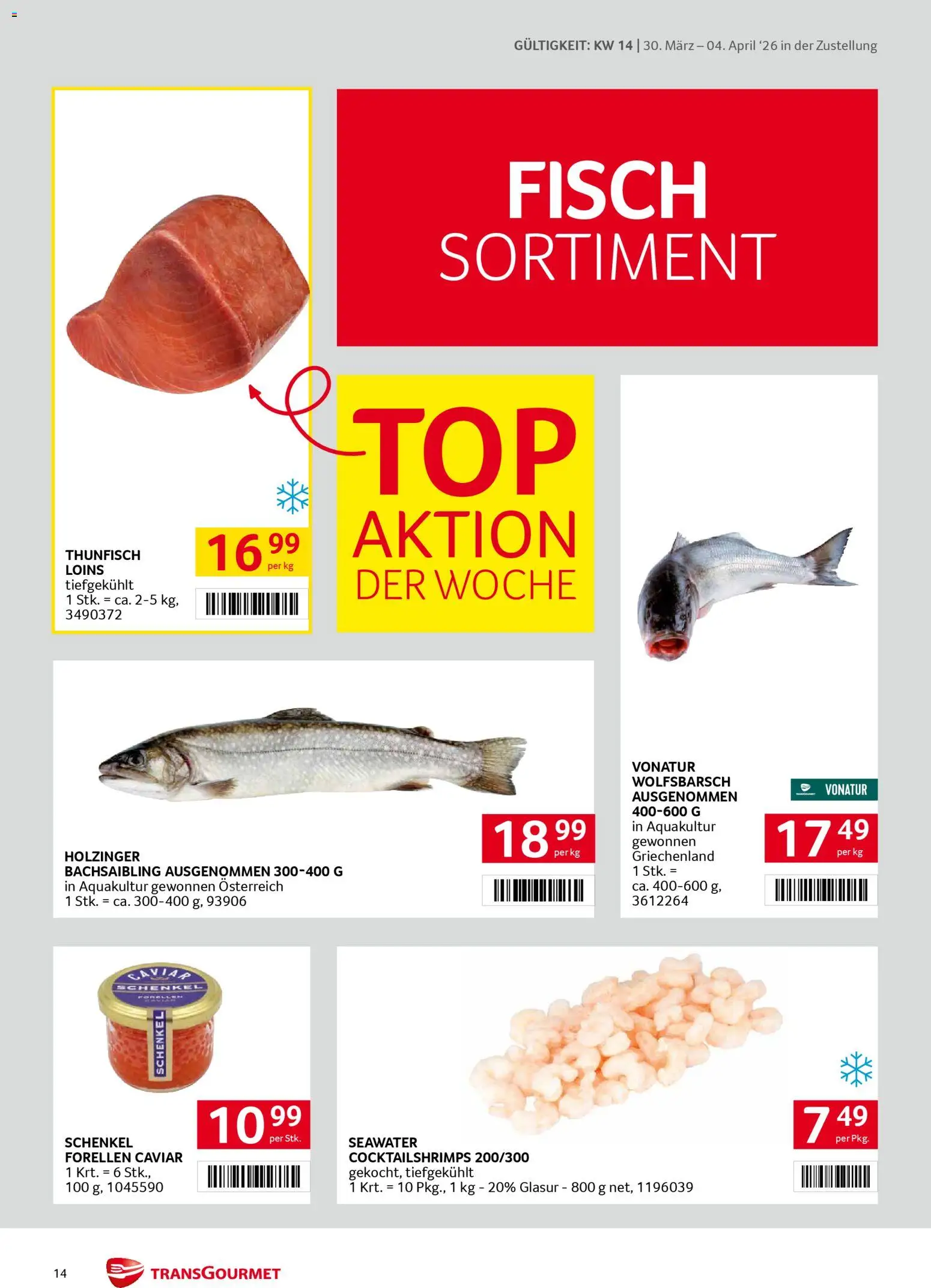 Transgourmet Zustellaktion gültig ab 30.03.2026 | Seite: 14 | Produkte: Fisch