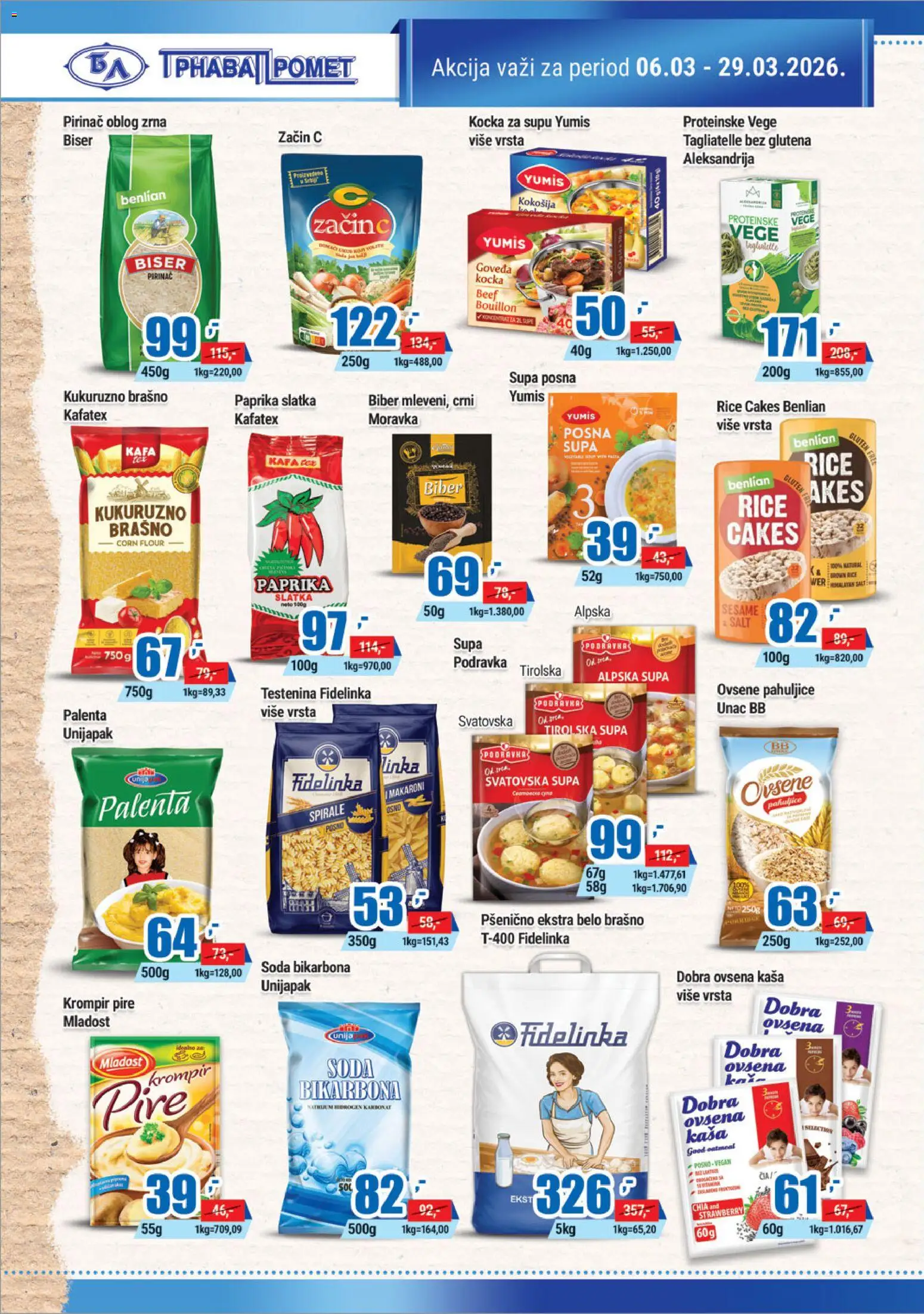 Trnava Promet katalog - važi od 06.03.2026 | Strana: 8 | Proizvode: Palenta, Paprika, Tagliatelle, Podravka