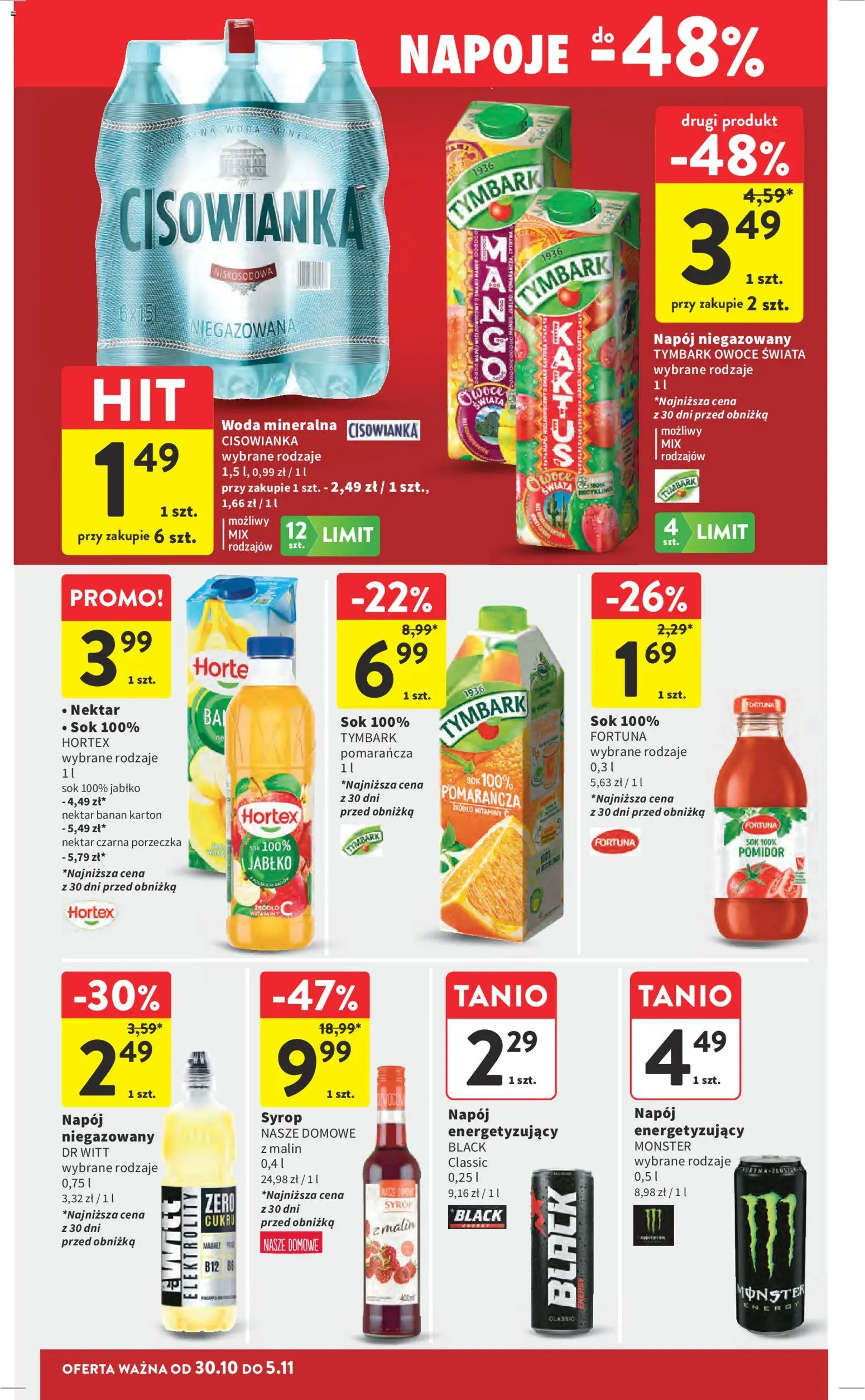 Intermarche Gazetka od 30.10.2025 | Strona: 36 | Produkty: Syrop, Napoje, Porzeczka, Woda