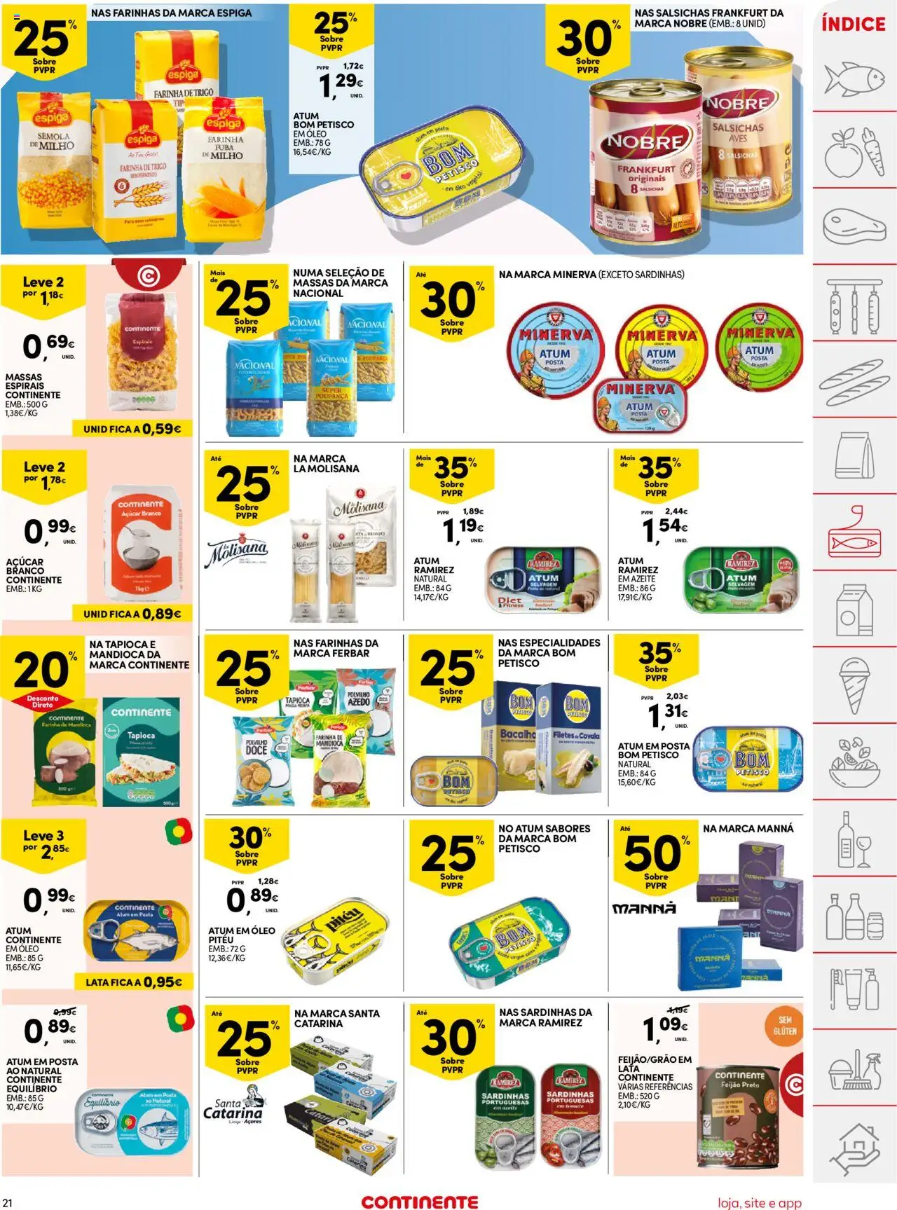 Continente folheto │ válido de 12.08.2025 | Página: 21 | Produtos: Azeite, Farinha de trigo, Tapioca, Milho