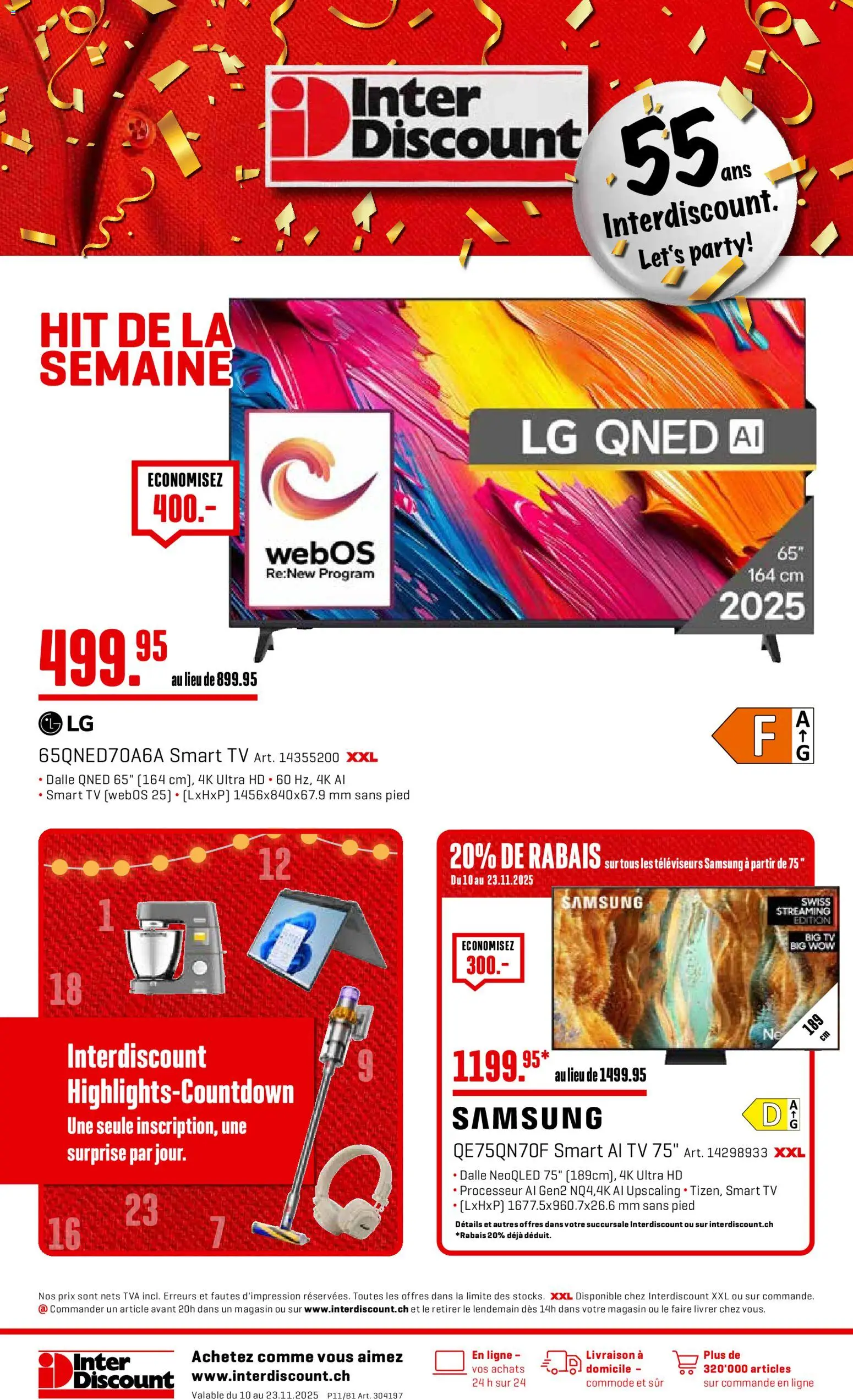 Interdiscount Aktionen FR – gültig ab 10.11.2025 | Seite: 1 | Produkte: TV, Samsung, LG