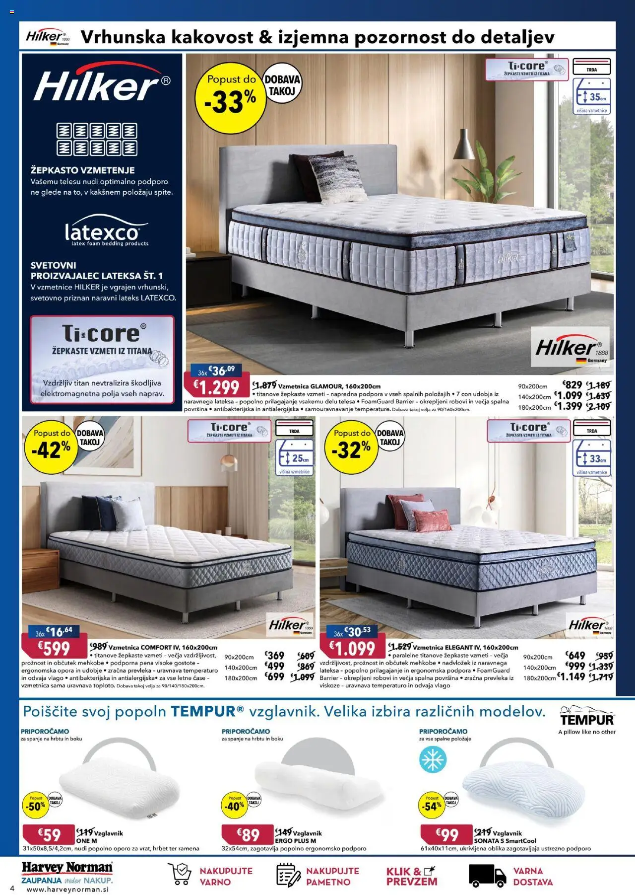 Novi Harvey Norman katalog ponudbe – veljaven od 11.09.2025 | Stran: 4 | Izdelki: Vzglavnik, Nadvložek, Vzmetnica, Prevleka