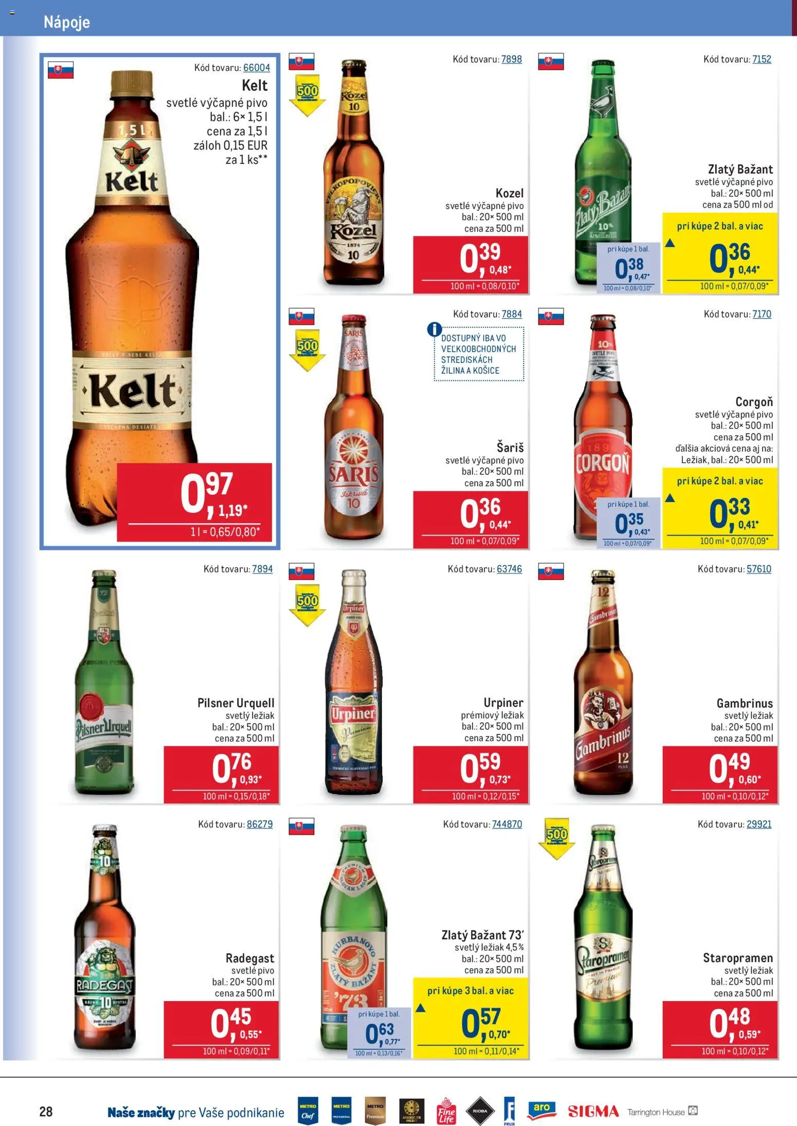 Nové Metro akcie – leták je platný od 10.12.2025 | Strana: 28 | Produkty: Pivo, Radegast, Šariš, Urpiner
