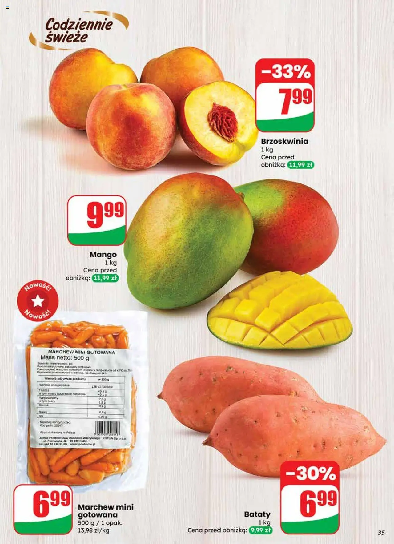 Dino Gazetka od 24.09.2025 | Strona: 35 | Produkty: Mango, Brzoskwinia, Bataty