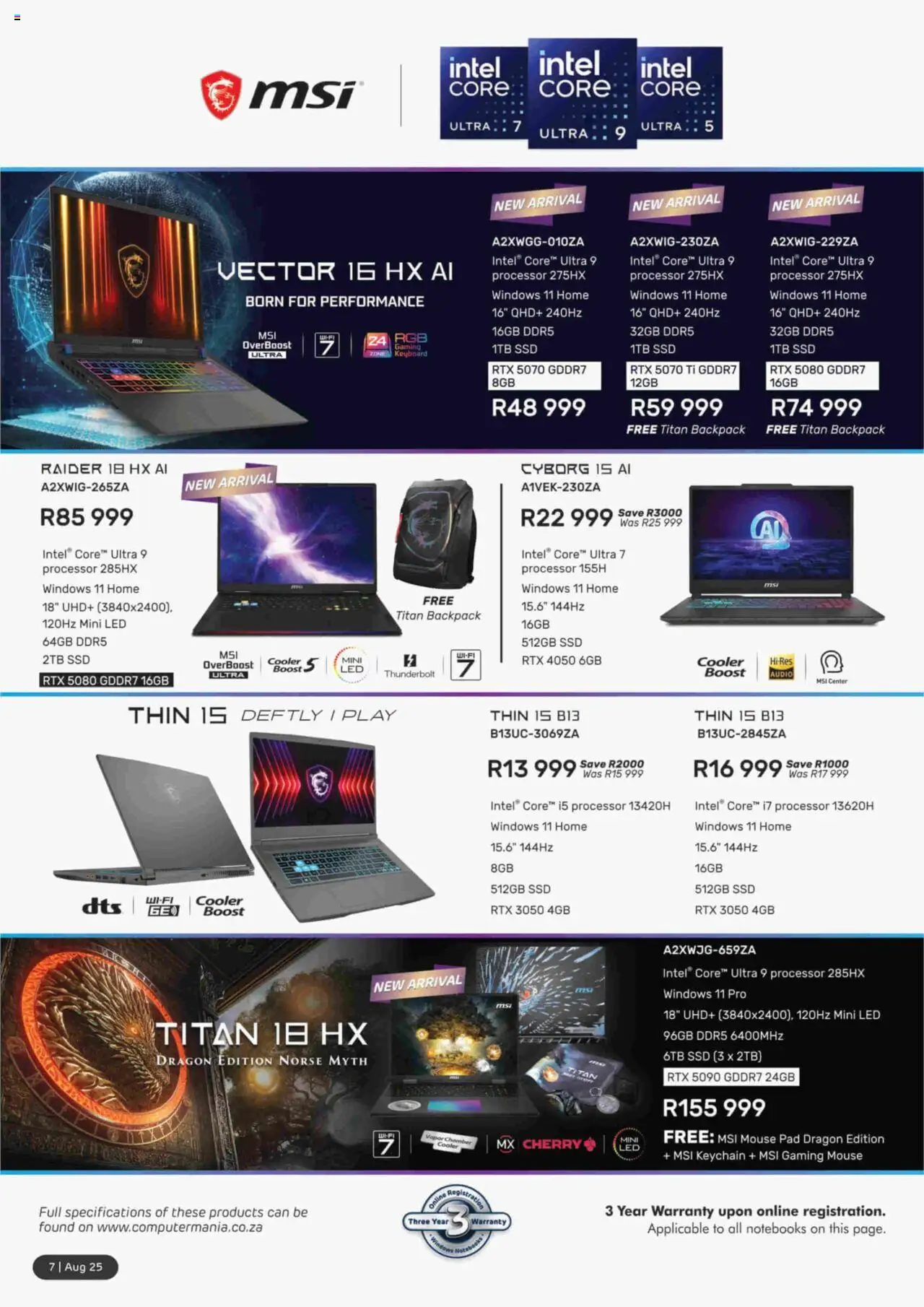 Computer Mania Specials │ valid from 01.08.2025 | Page: 8 | Products: Mouse, Keyboard, Backpack, Cooler